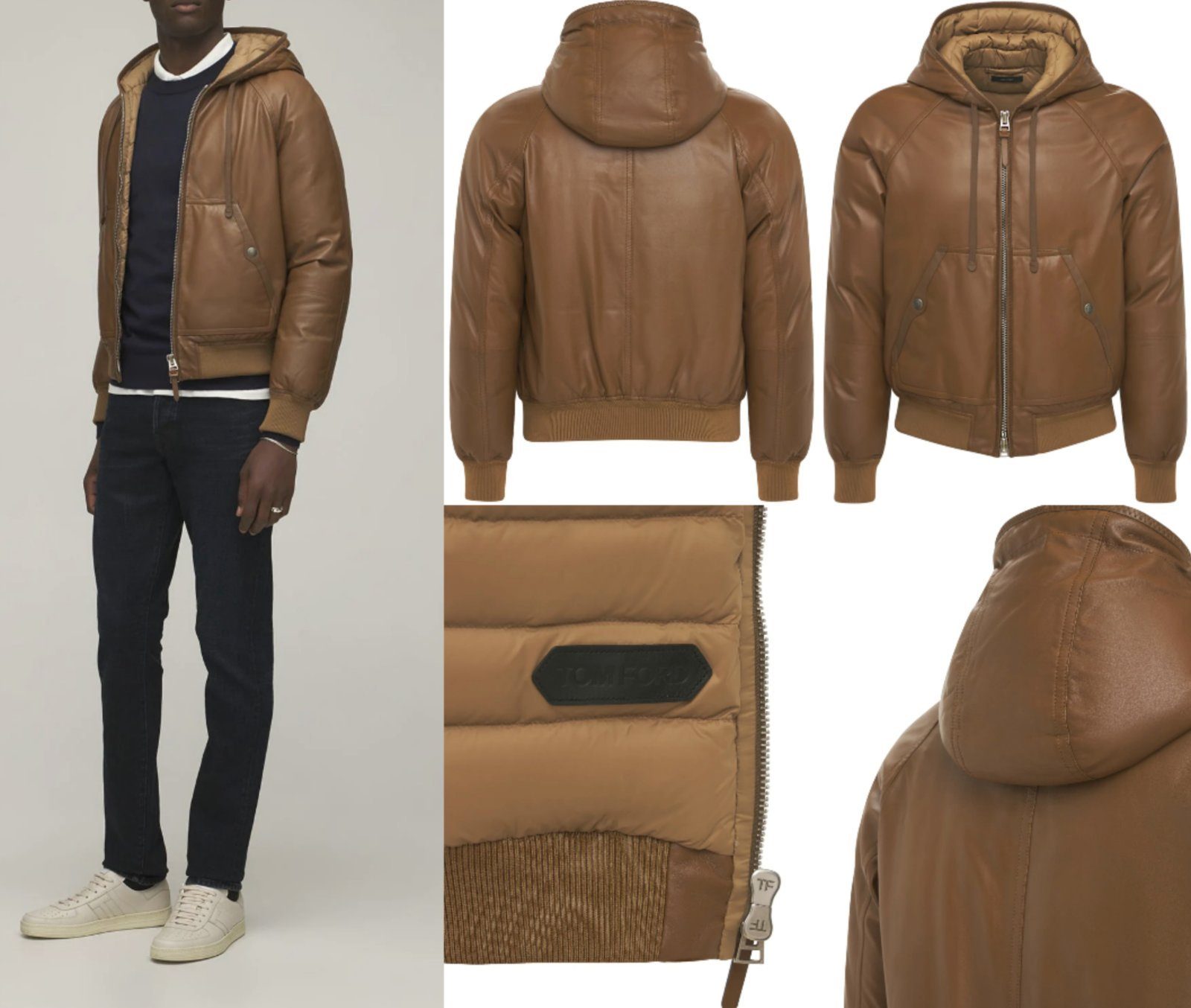 Tom Ford Winterjacke TomFordLeatherJacketTFL860Braun46