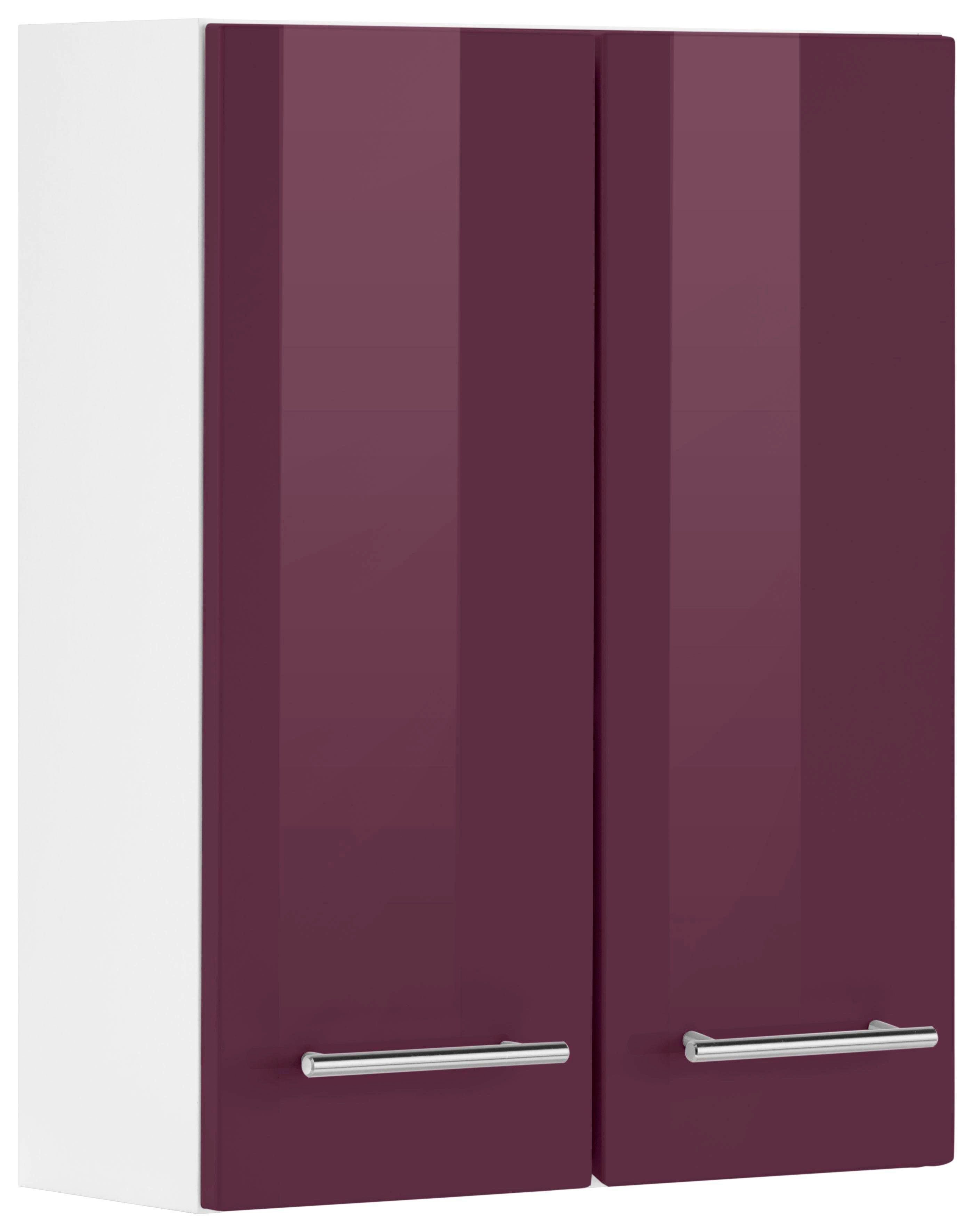 HELD MÖBEL Hängeschrank Venedig Badmöbel mit Breite 50 cm, mit Metallgriffen aubergine/weiß | Hängeschränke