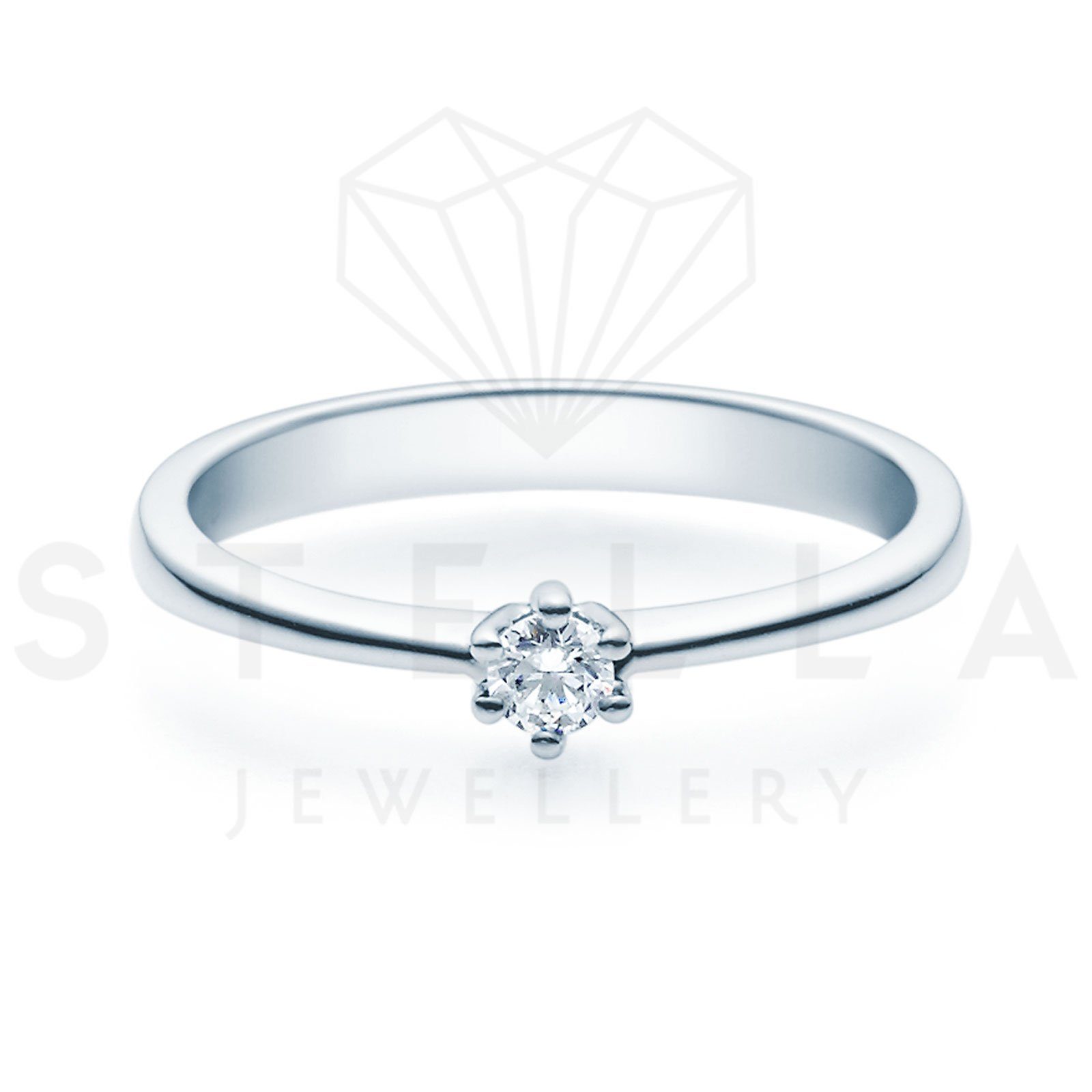 0,15ct. Diamant (inkl. 585er Brillant Gr. mit Stella-Jewellery Weißgold Verlobungsring Verlobungsring Poliert - 54 Etui),