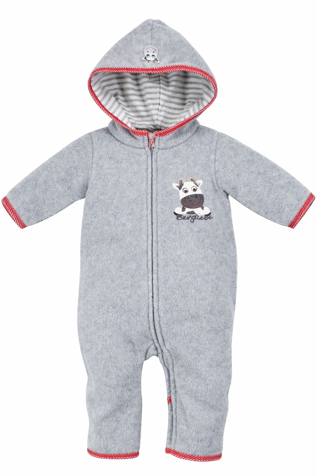 BONDI Strampler Kuscheliger Baby Fleece-Overall "Kuh" 93665 - Grau, Kinder