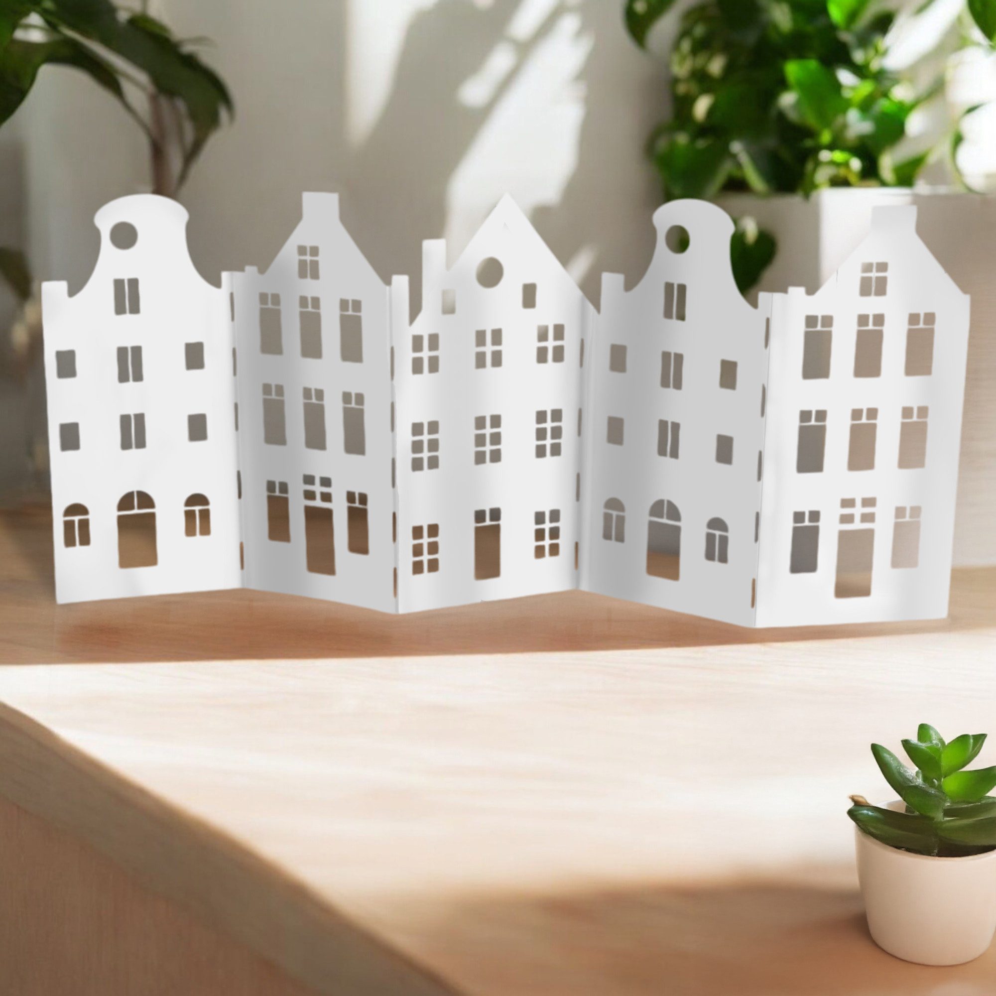 UNUS HOME Dekofigur Klappbare Metall-Häuserreihe (weiß), Stilvoll in Weiß, günstig online kaufen