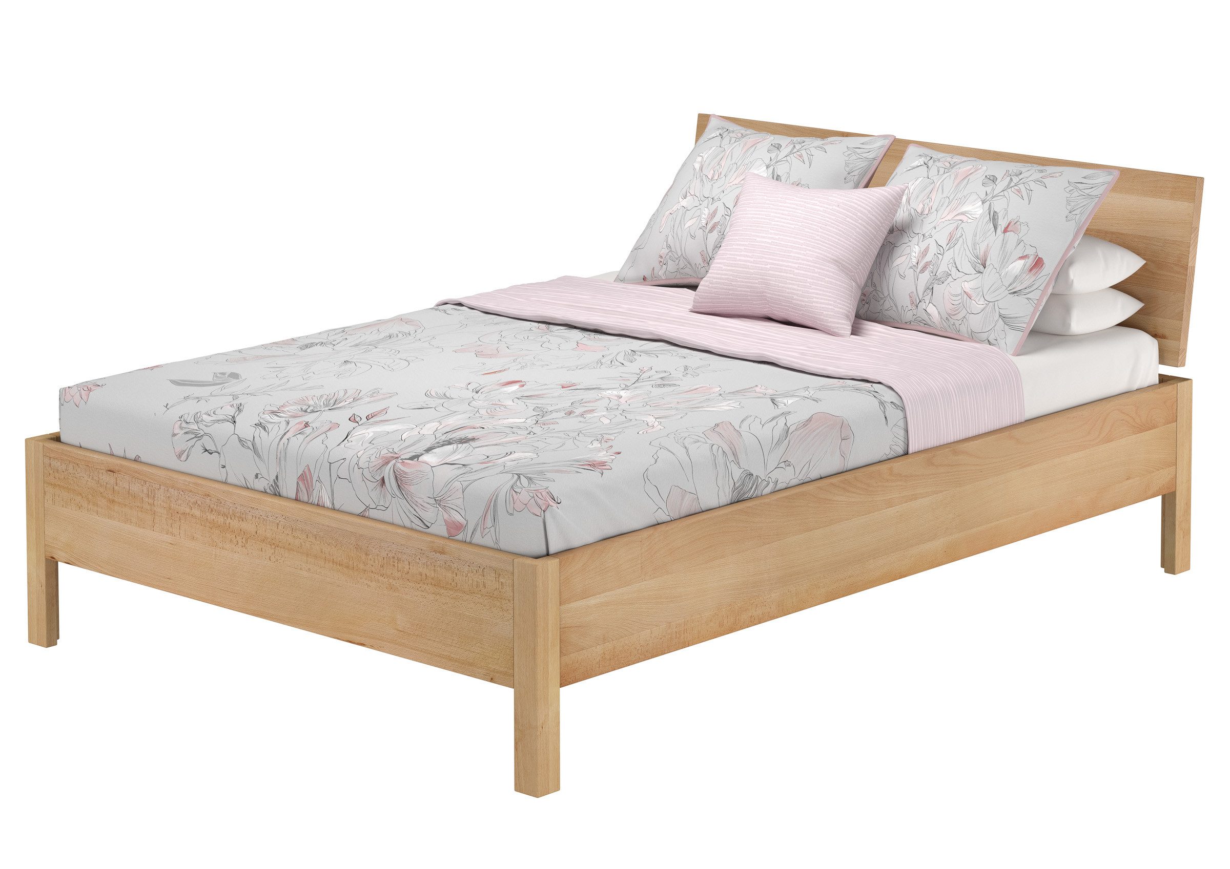ERST-HOLZ Massivholzbett Doppelbett Metallfrei 140 x 200 cm Massives Buchenholz, Buche geölt
