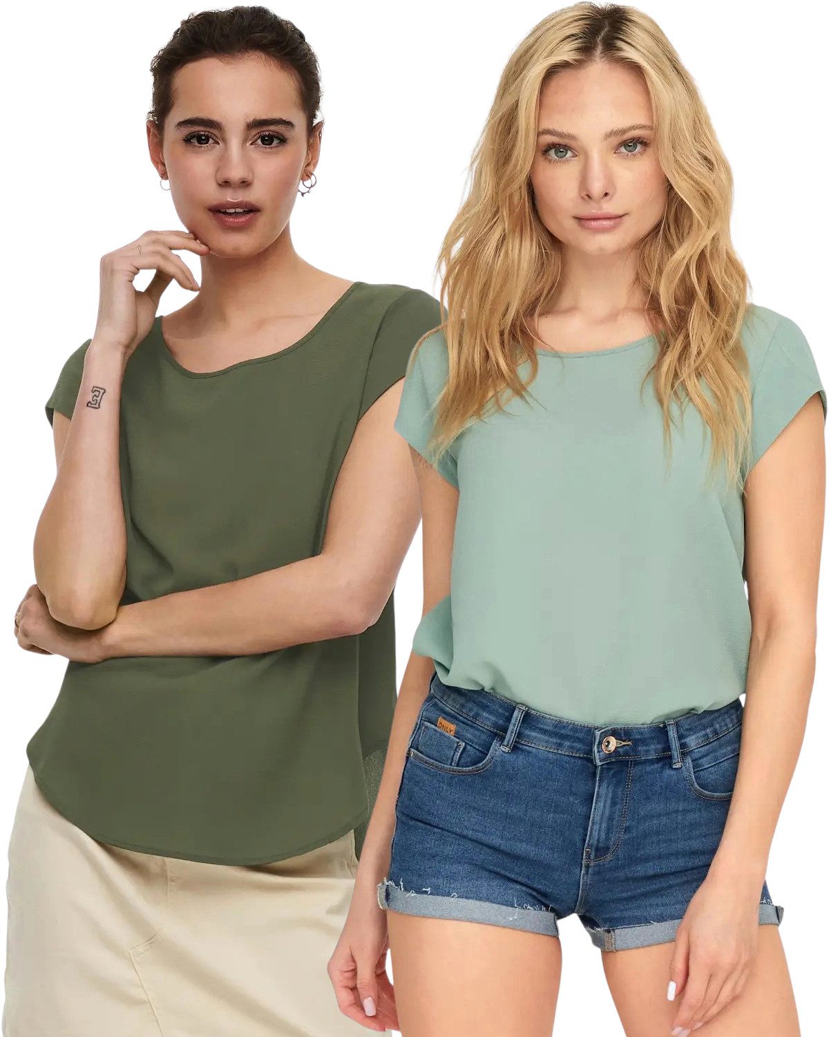 ONLY Shirtbluse (2er Pack) Basic Shirt günstig online kaufen