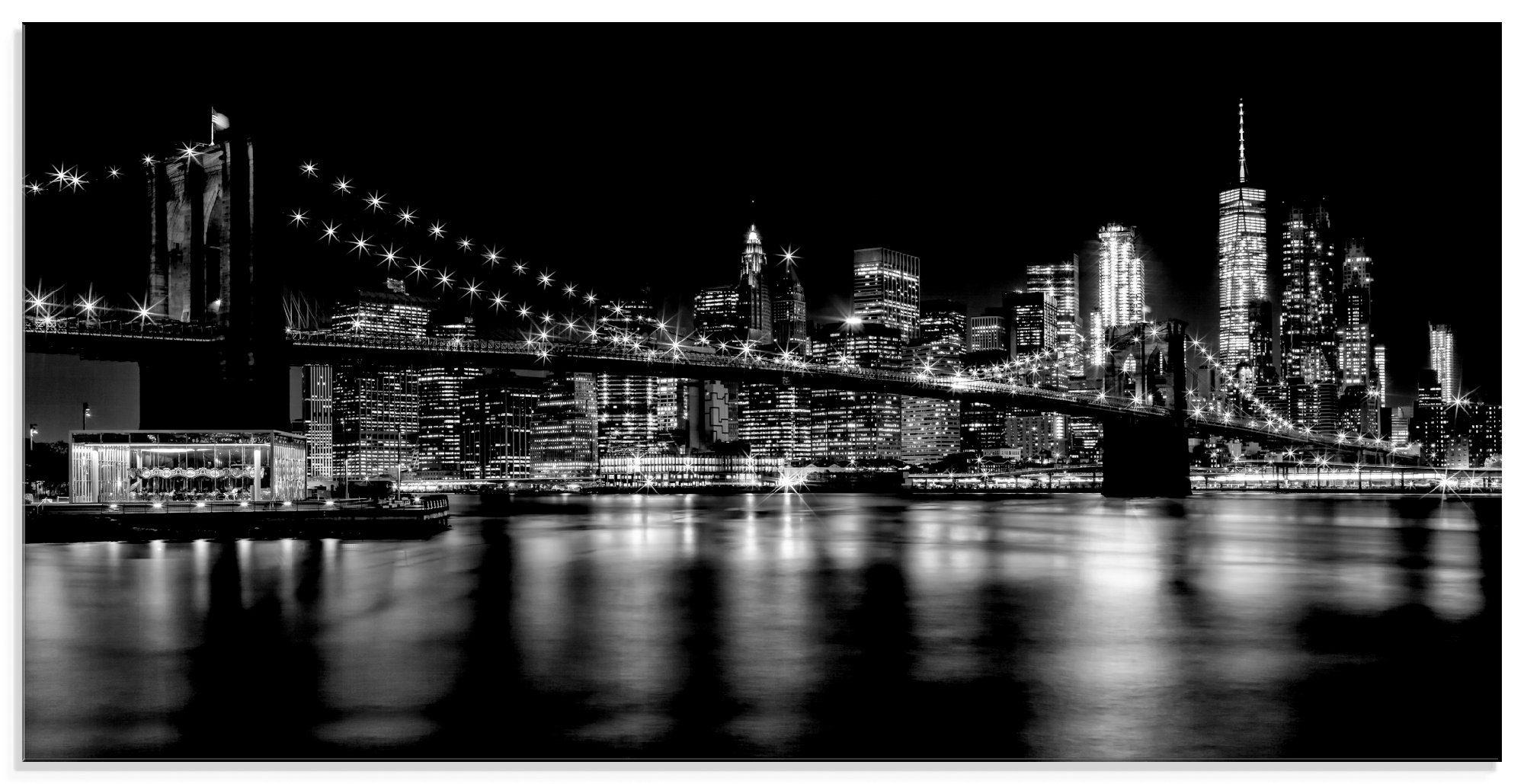 Artland Glasbild Manhattan Skyline & Brroklyn Bridge I, Amerika (1 St), in verschiedenen Größen