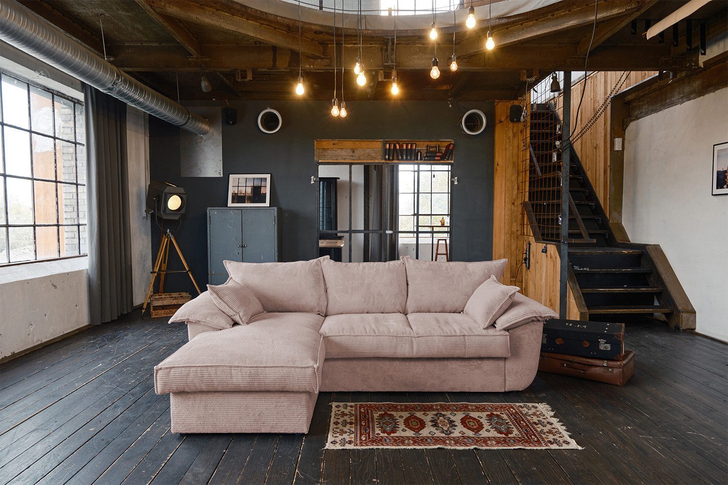 KAWOLA Ecksofa DAMETO, Schlafsofa Couch Cord günstig online kaufen
