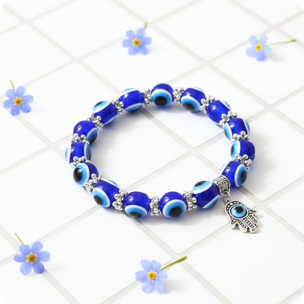 YouBella Charm-Armband Evil Eye Armband Silberfarben Kristall verstellbar, Nickel- & bleifrei, Hautfreundlich, Verstellbar