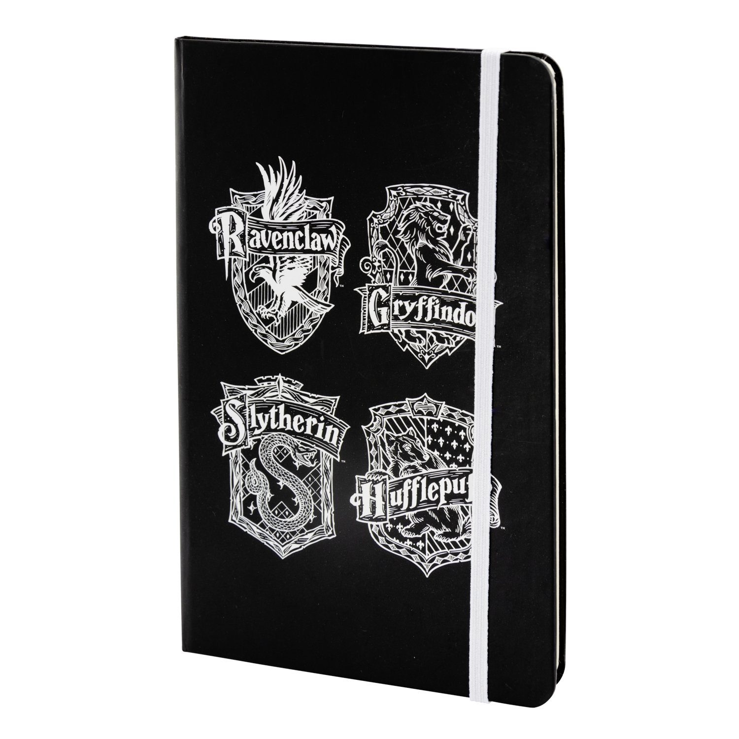 United Labels® Notizbuch Hardcover Harry Notizbuch 4 80 Gummiband Potter Blatt - Häuser mit liniert Schwarz