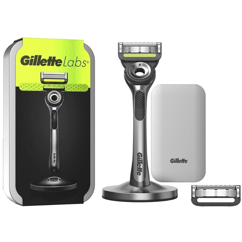 Gillette Nassrasierer Gillette Labs Rasierer mit Etui, 2 Klingen & Magnethalterung Premium, 4-tlg.