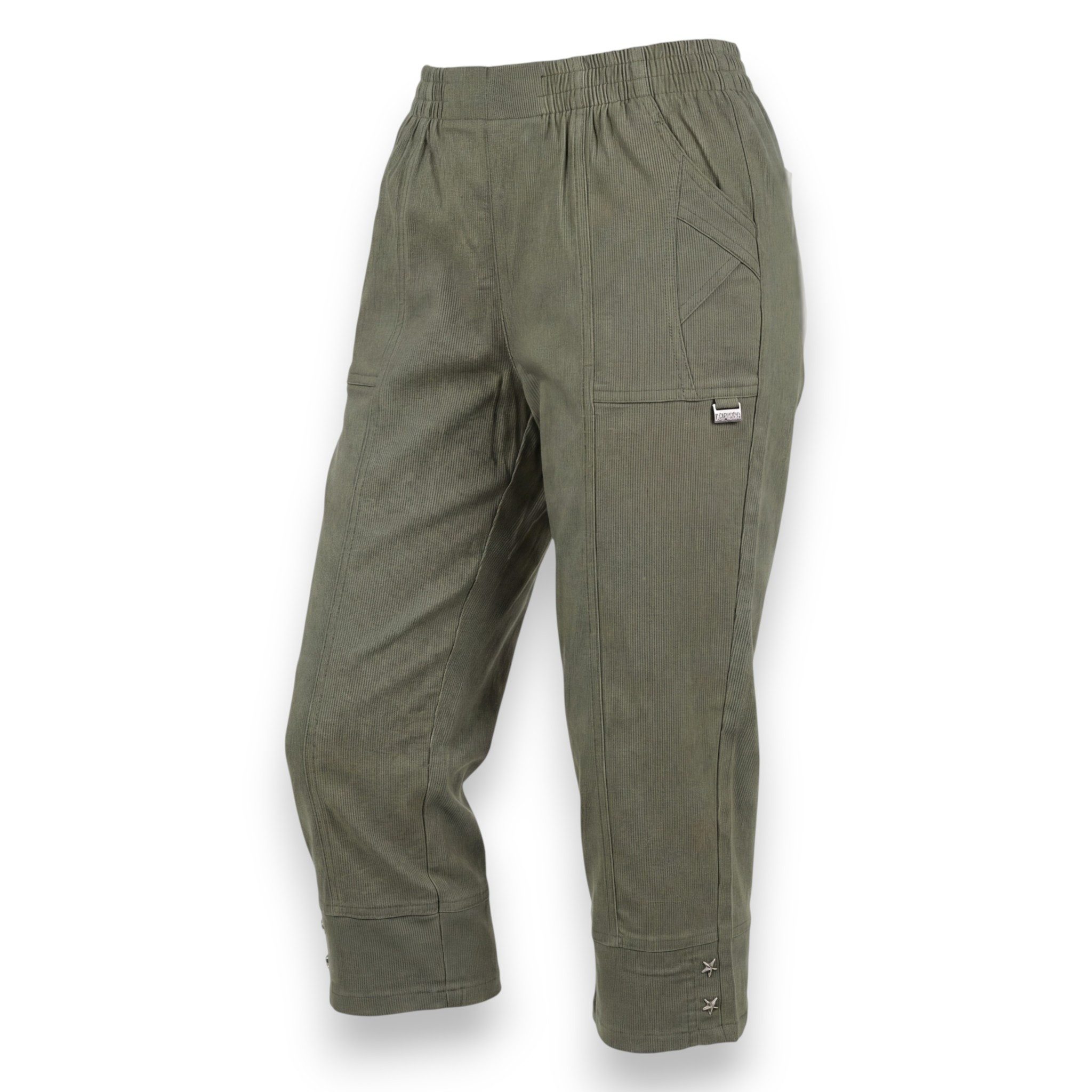 OriginalYou Caprihose Damen Stretch Hose Kurze Sommerhose mit Nadelstreifen mit elastischem Bund, auch in großen Größen erhältlich 36-50