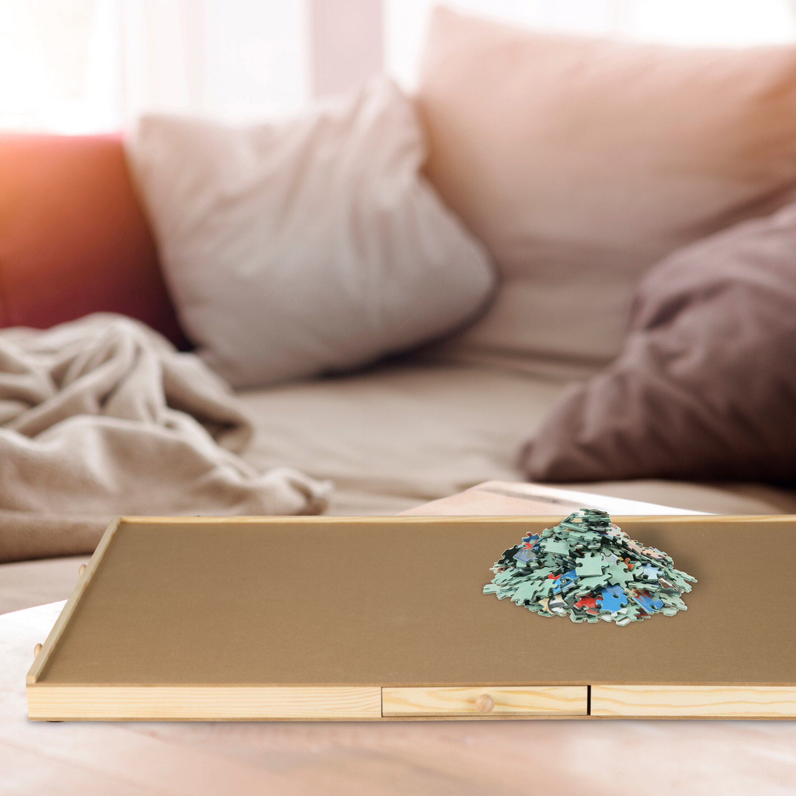 relaxdays Puzzleunterlage Puzzlebrett mit 6 Schubladen günstig online kaufen