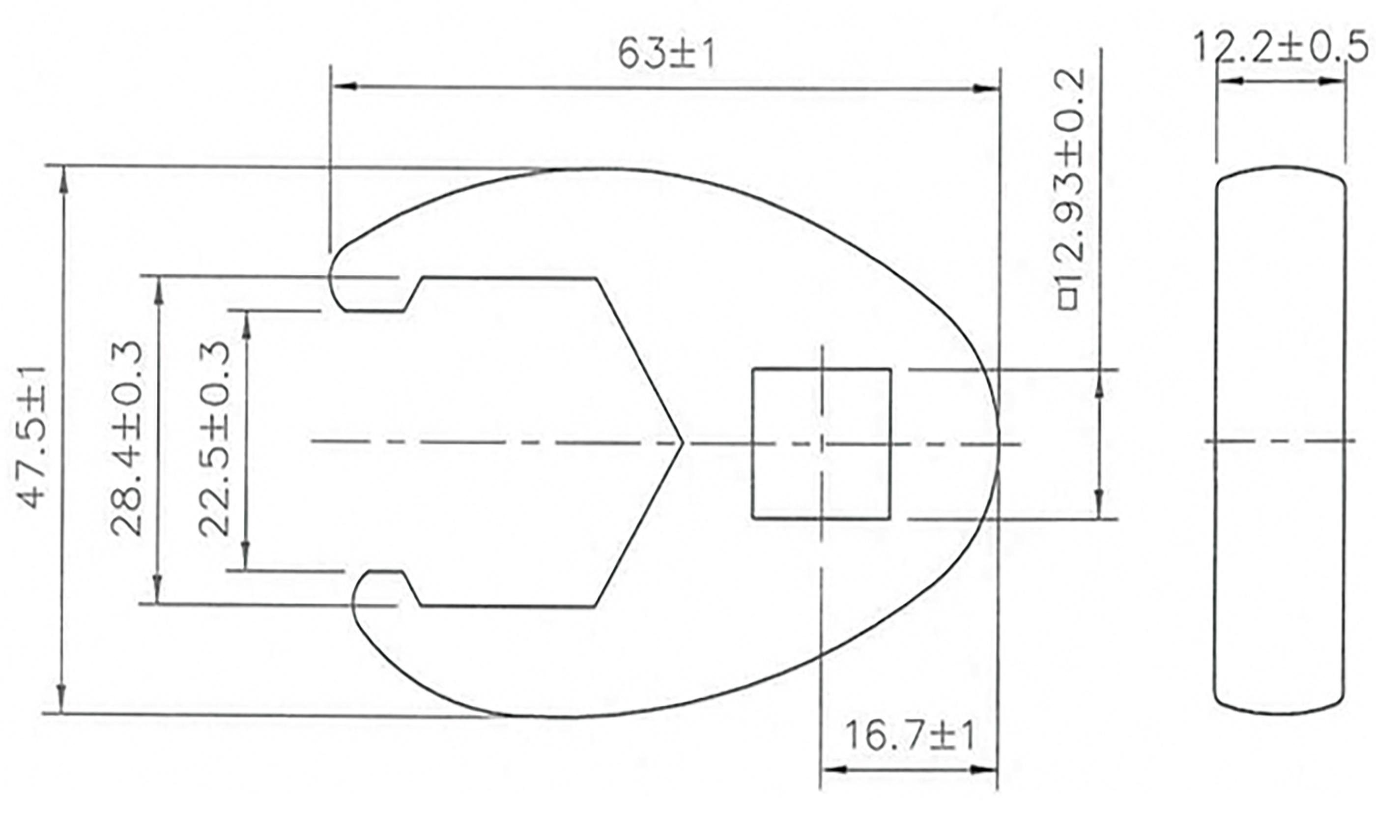 SW mm BGS Stecknuss mm Antrieb (1/2), Innenvierkant Hahnenfußschlüssel, 12,5 28 technic