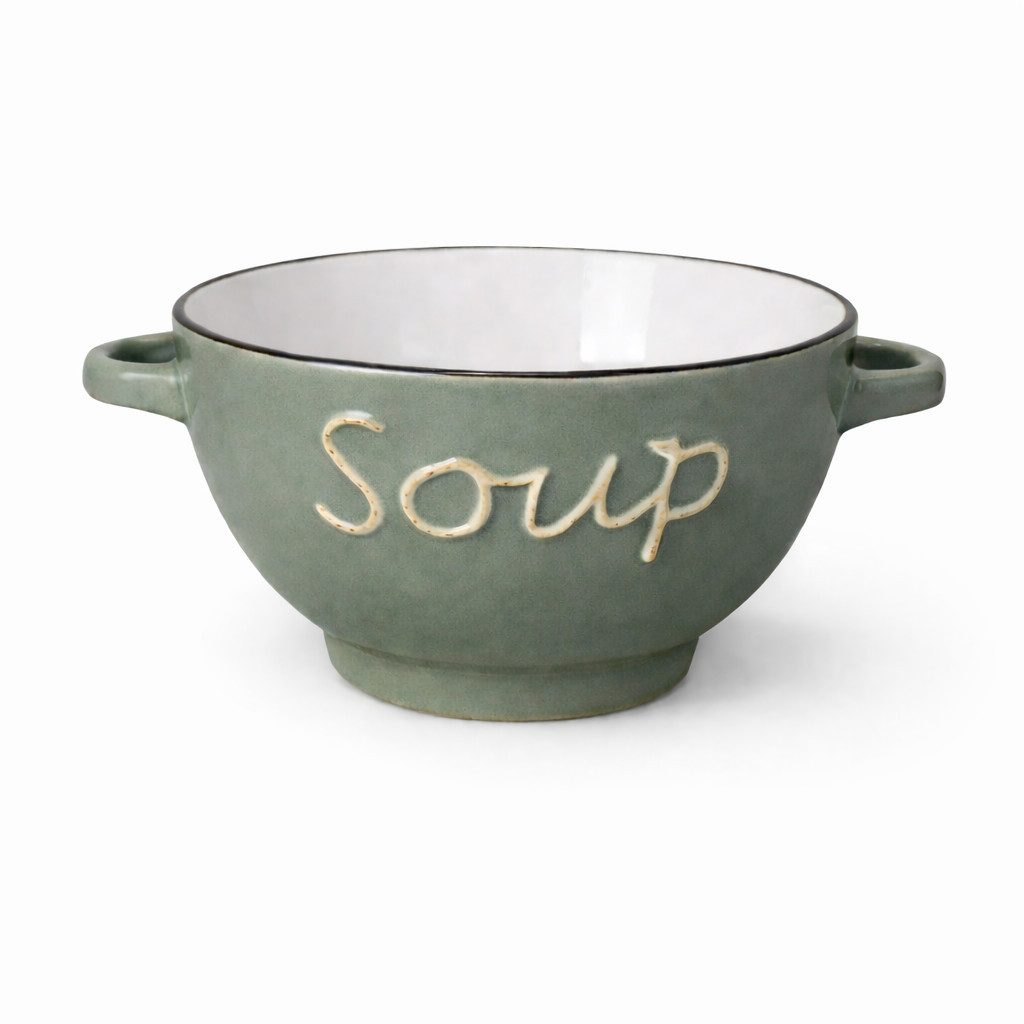 WestCraft Suppenschale Landhaus Suppenschüssel mit Griff Schüssel für heisse Suppen 650 ml, Keramik, (1-tlg), auch für Nudeln, Reis, Desserts, Salate, Suppen, Haferflocken Porridge