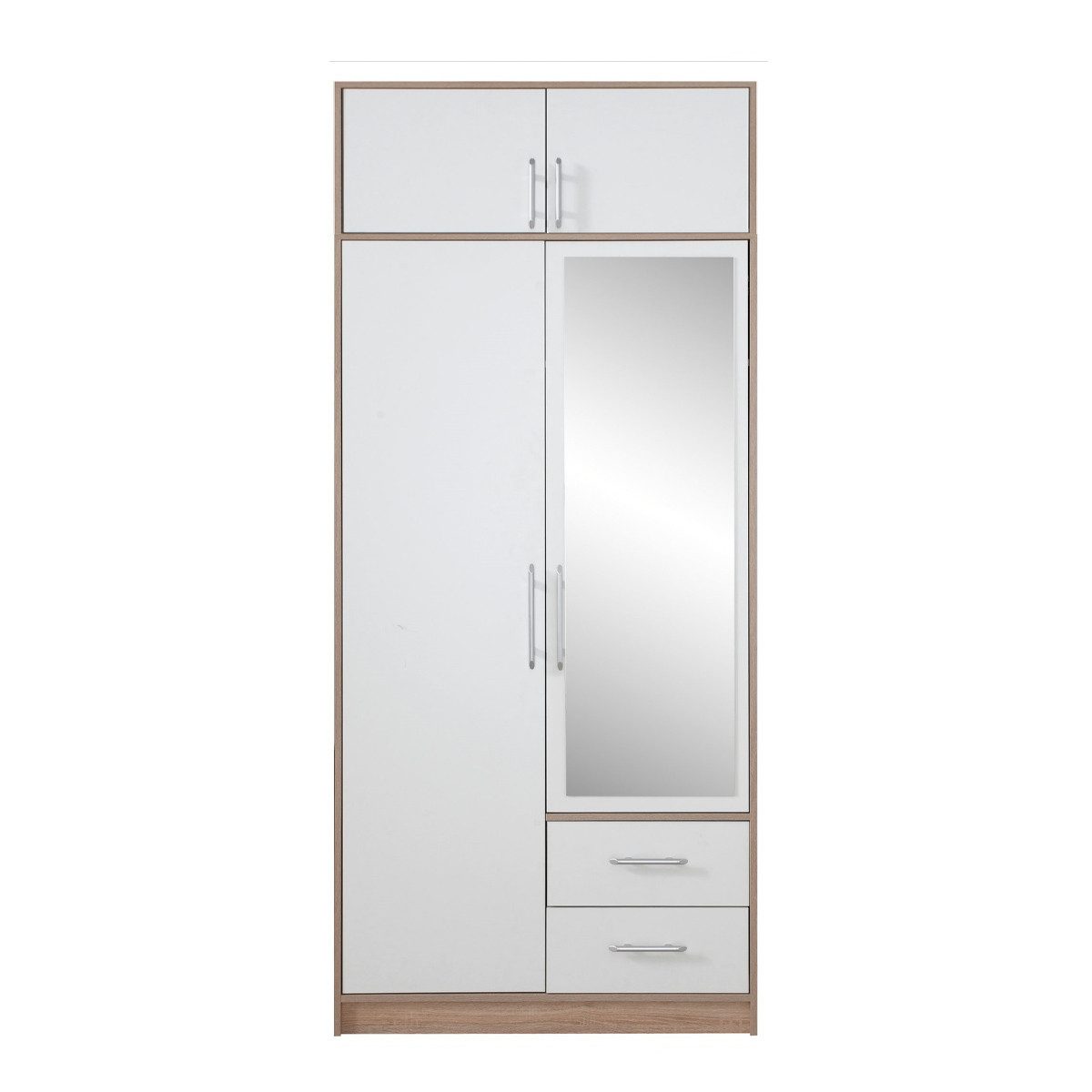 Marmex Möbel Garderobenschrank SMART 3+Spiegel/N Drehtürenschrank Kleiderschrank 100 x 230 x 56 (2-St) Schrankaufsatz, 2 Schubladen