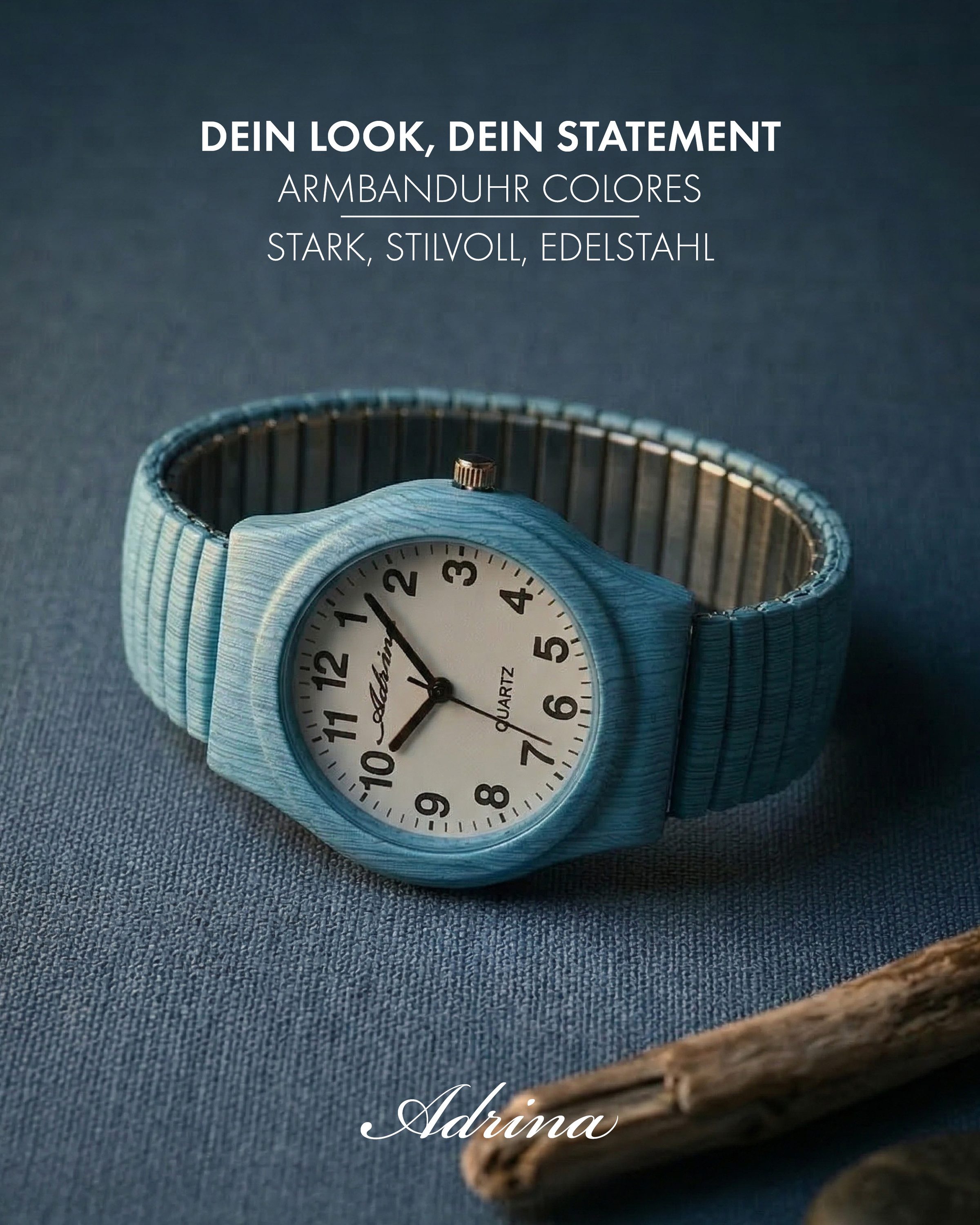 Adrina Quarzuhr Adrina Damenarmbanduhr mit Edelstahlzugband, Ø 34 mm (Colores)