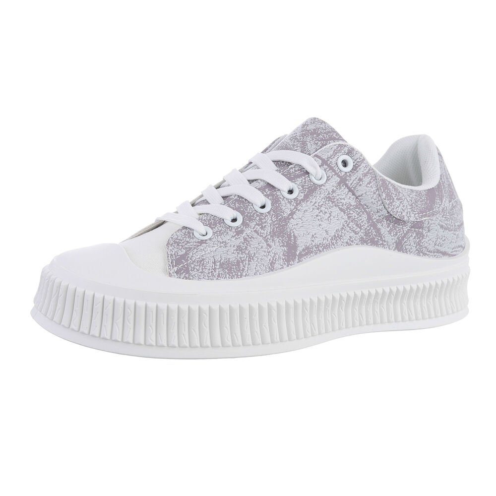 in Lila, Ital-Design Sneaker Lila Low Flach Damen Low-Top Sneakers Weiß Freizeit