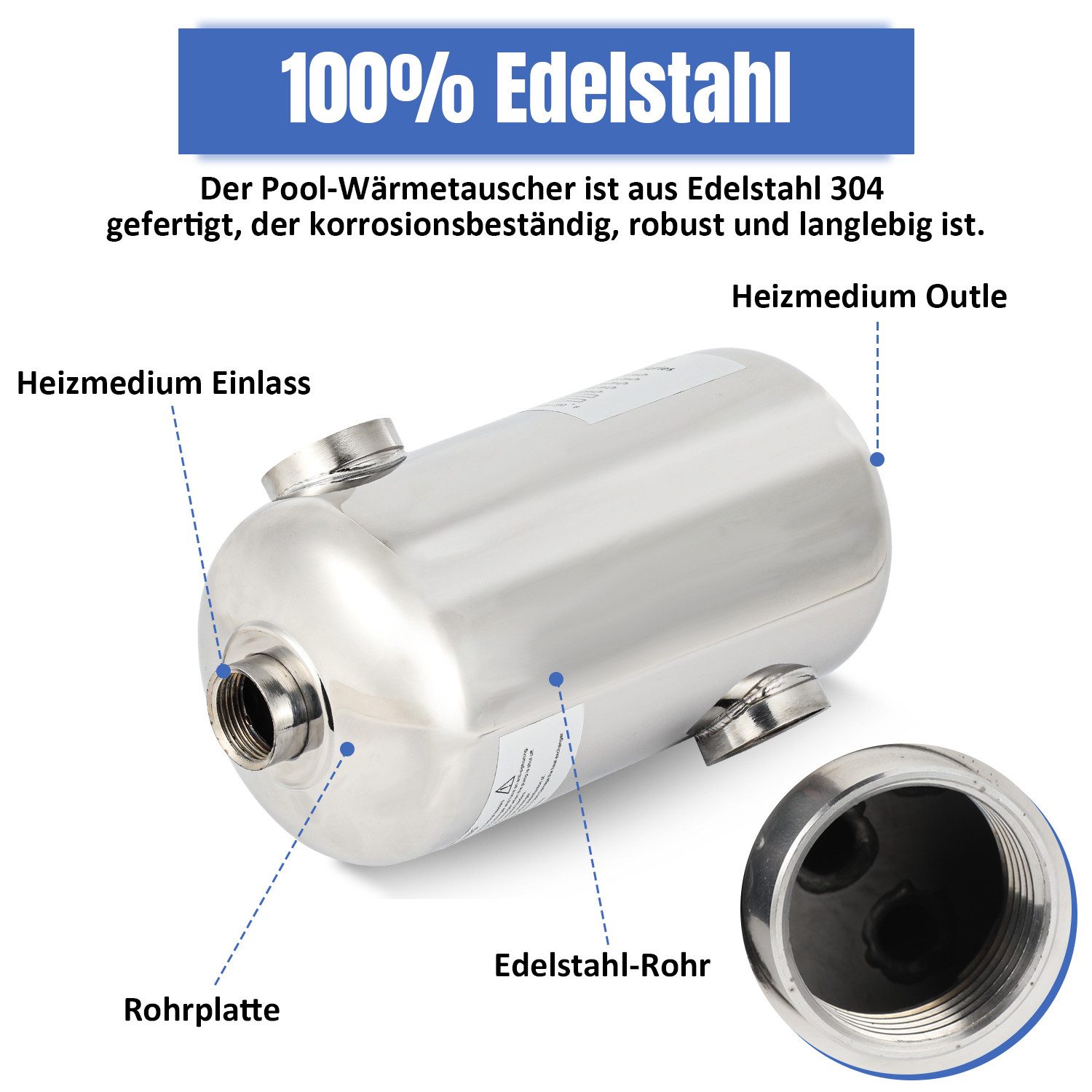 Clanmacy Pool-Wärmepumpe Poolheizung Schwimmbadheizer Schwimmbad Edelstahl Wärmetauscher 28KW