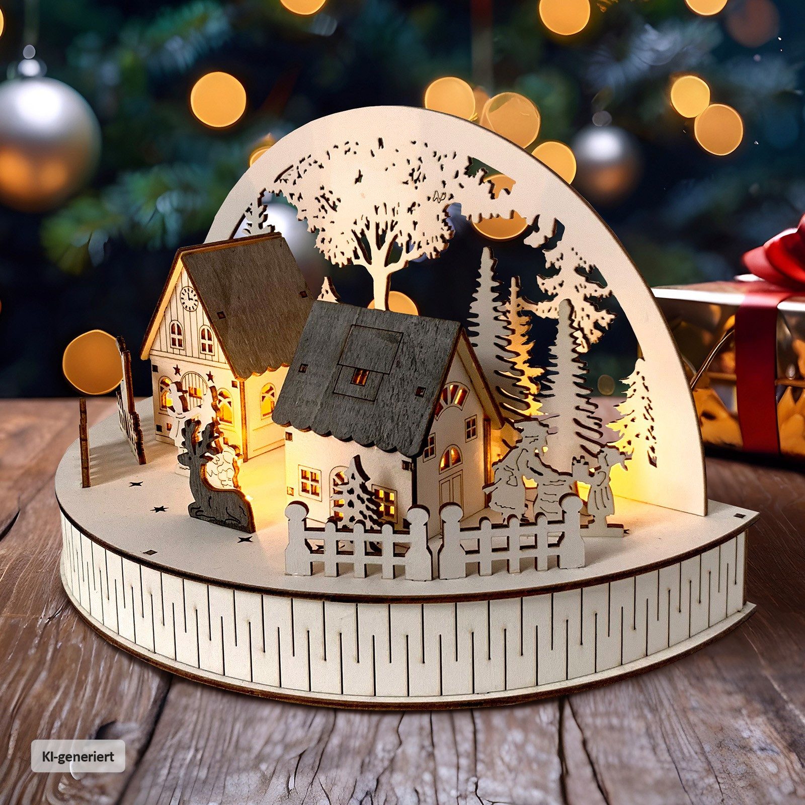 HTI-Living Weihnachtsszene LED Weihnachtsdeko Rehe, Leuchtdeko batteriebetrieben