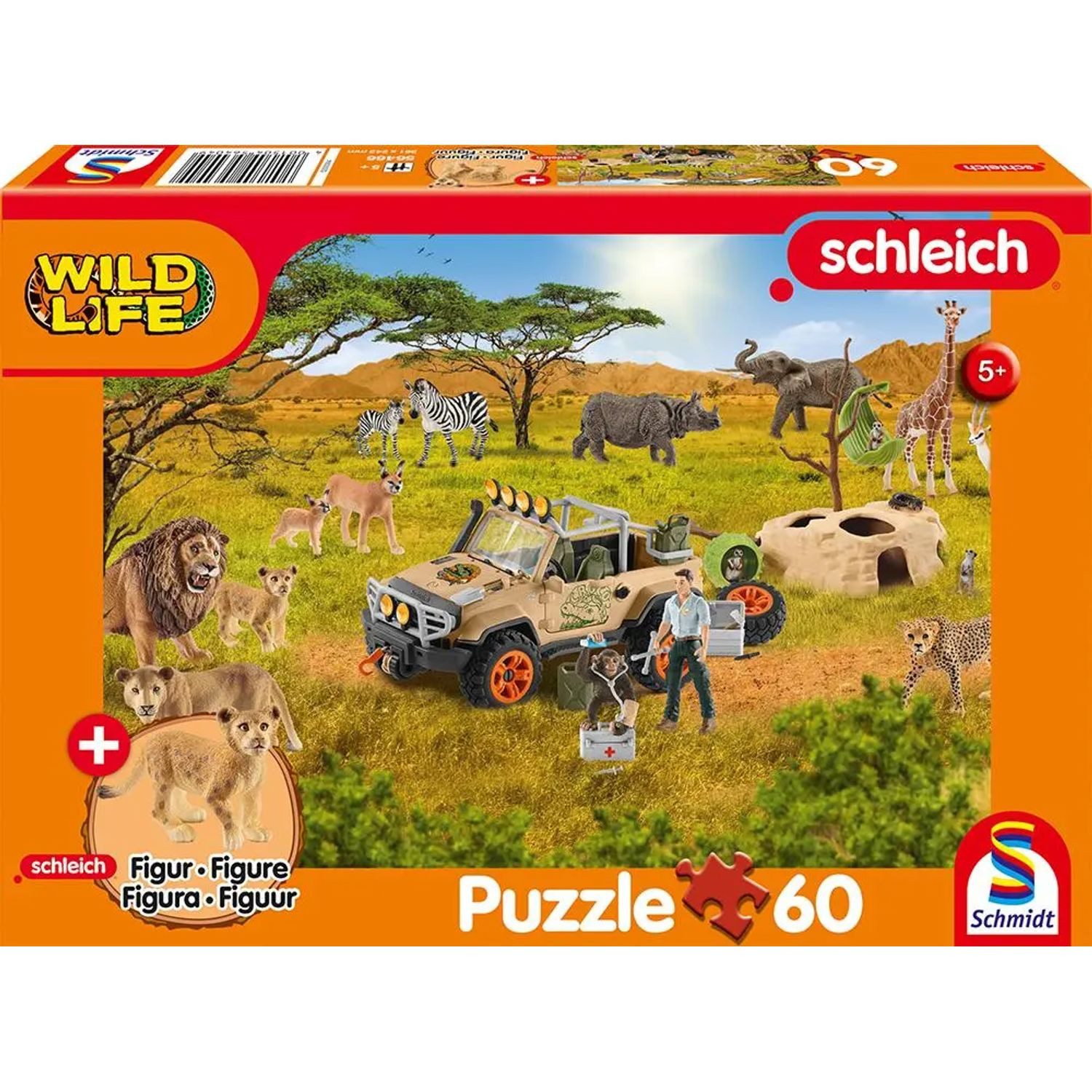 Schmidt Spiele Puzzle Wild Life, In der Sarvanne, 60 Teile, mit Add-on (eine Original..., 60 Puzzleteile