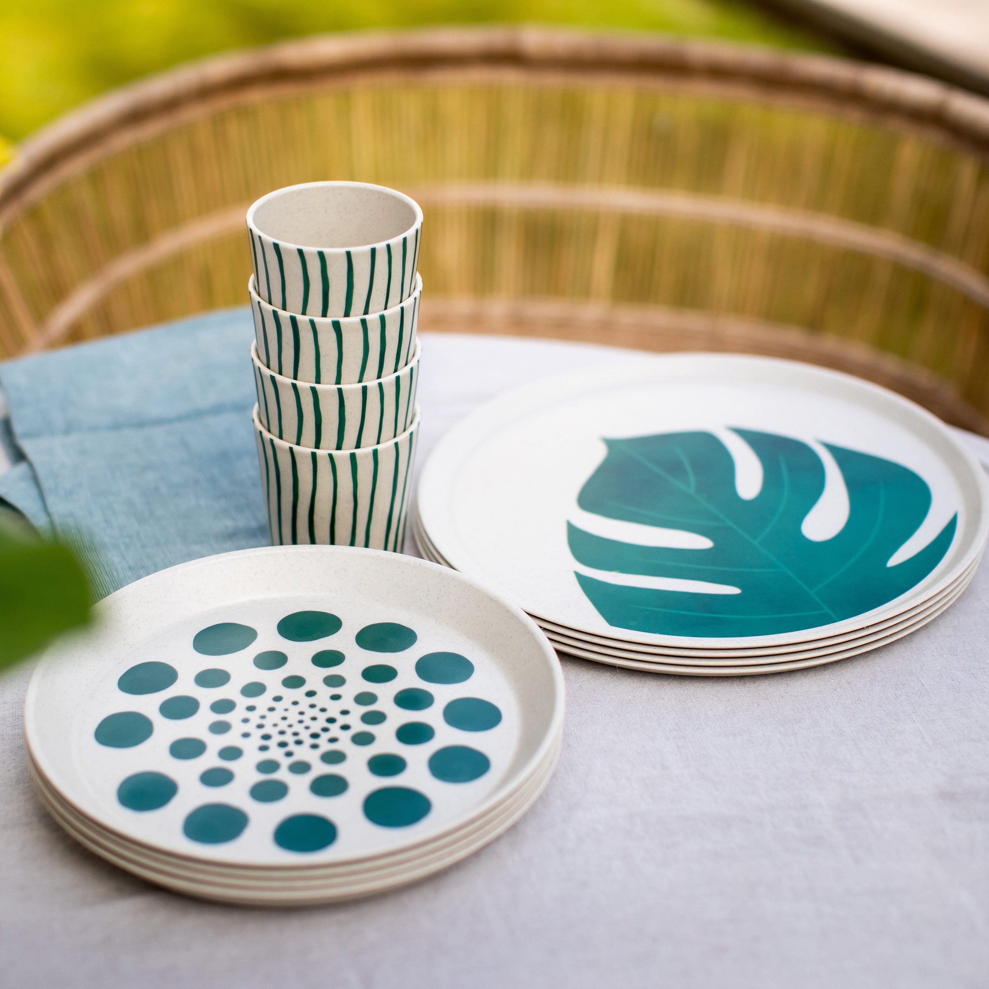 KOZIOL Dessertteller CONNECT MONSTERA DOTS, recycelbar + aus biozirkulärem Material, 20,5 cm