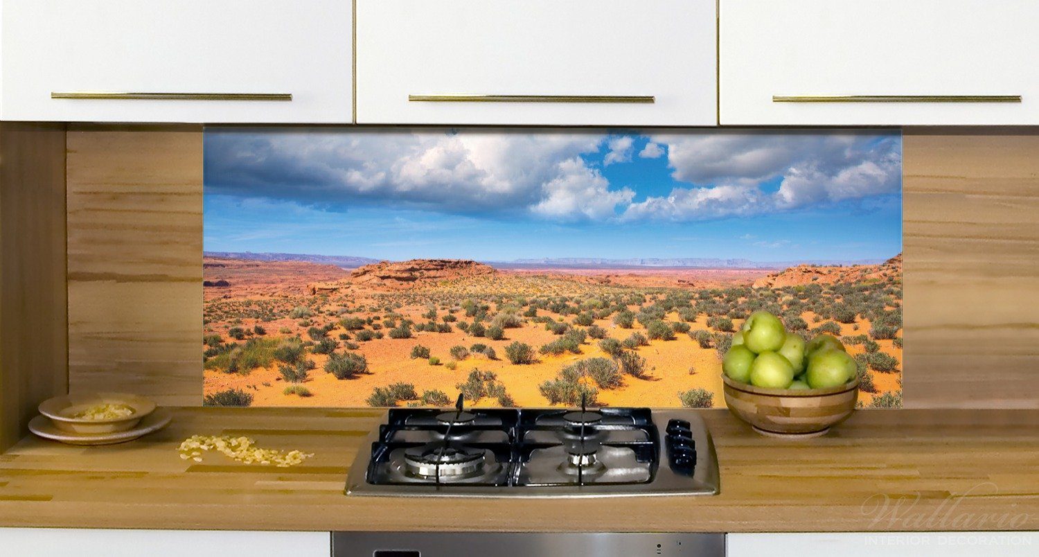 Wallario Küchenrückwand Wüste in (1-tlg) blauer - Wolken Arizona mit I, Himmel