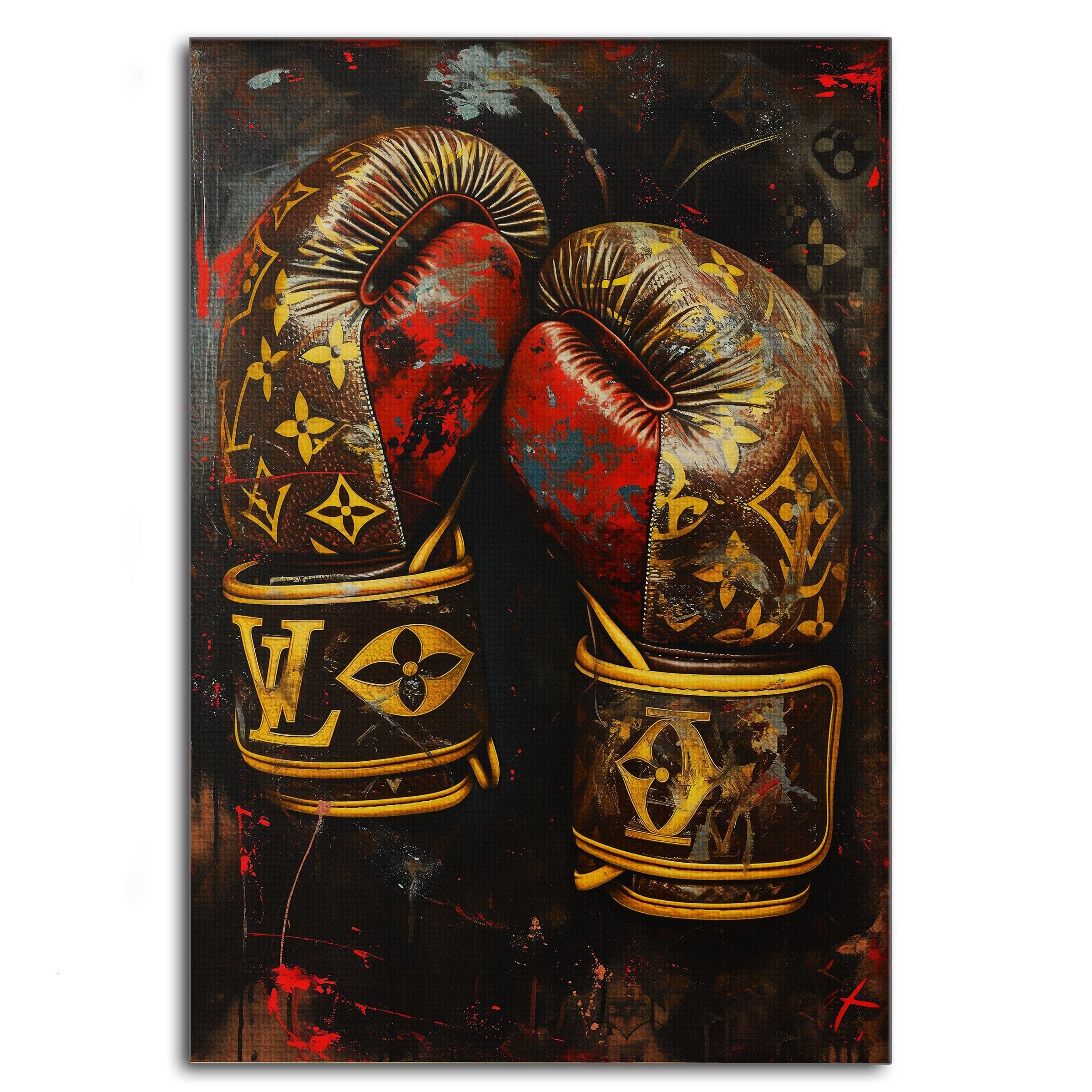 SimpleCanvas Wandbild Luxury Boxing Gloves - Leinwandbild Pop Art / Luxuriös, Wandbild Street Art, Boxhandschuhe, Boxen