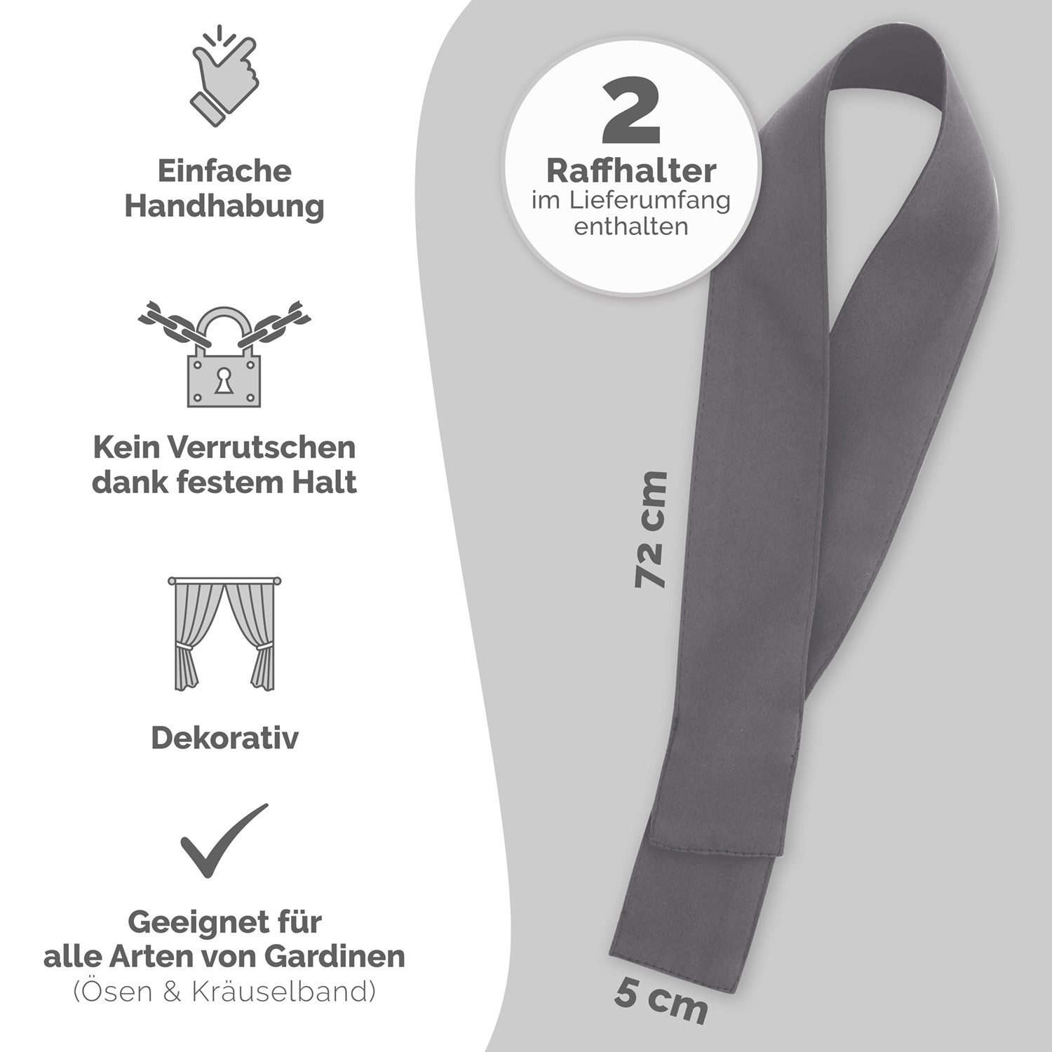 Blumtal Raffhalter Raffhalter für Vorhänge 2er-Set, Raffhalterung in 72x5 c günstig online kaufen