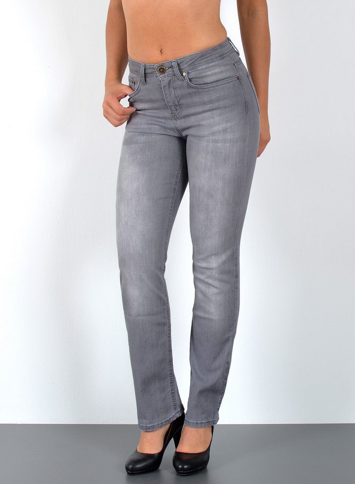 ESRA Straight-Jeans Premium High Waist Jeans Damen Straight Leg Hosen Stretch-Jeans G8 Straight Leg Damen Jeans High Waist Hose Stretch Regular Jeanshose