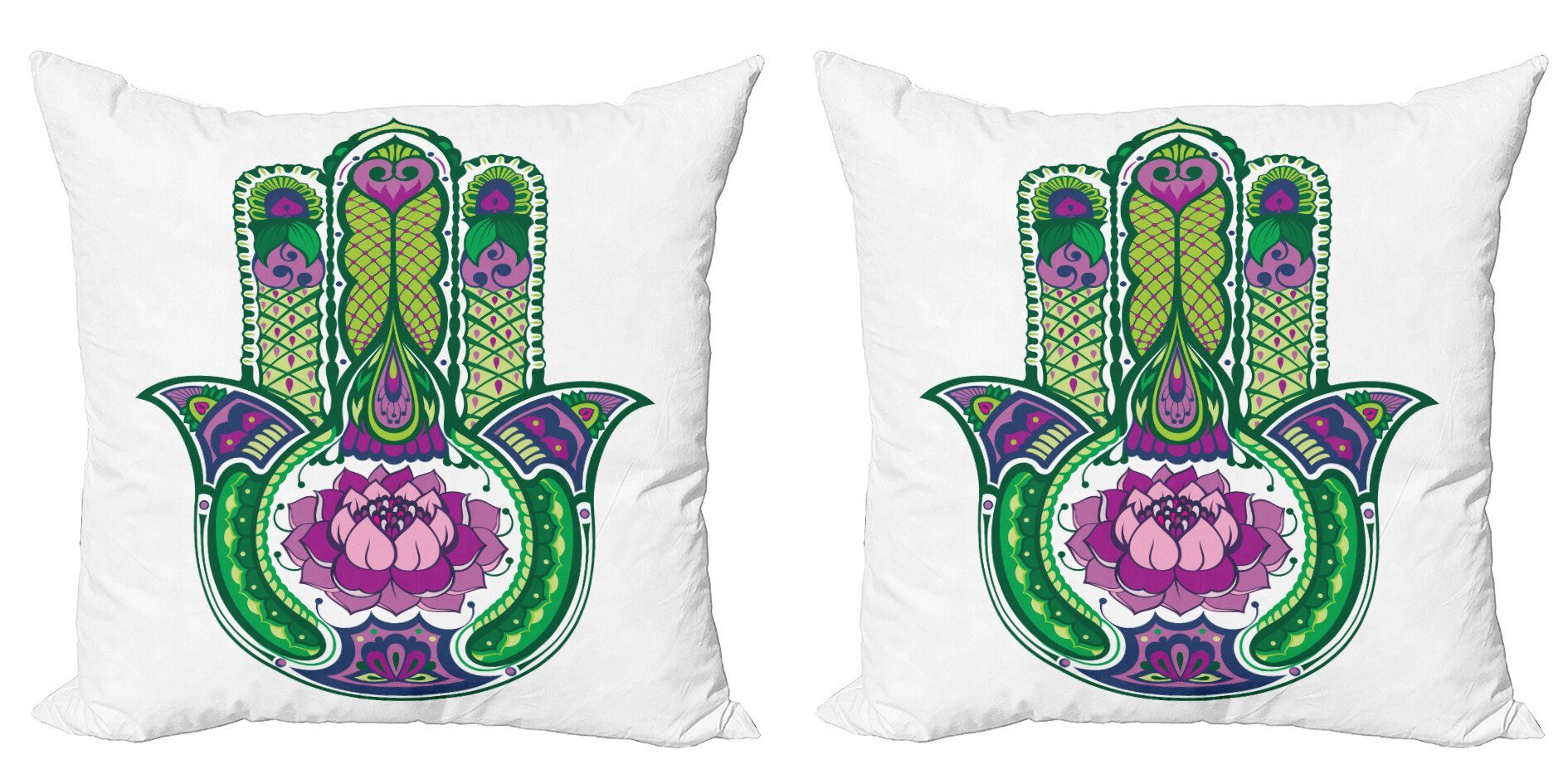 Lotus Digitaldruck, Modern (2 Doppelseitiger Abakuhaus Hamsa Stück), Kissenbezüge Blume Accent