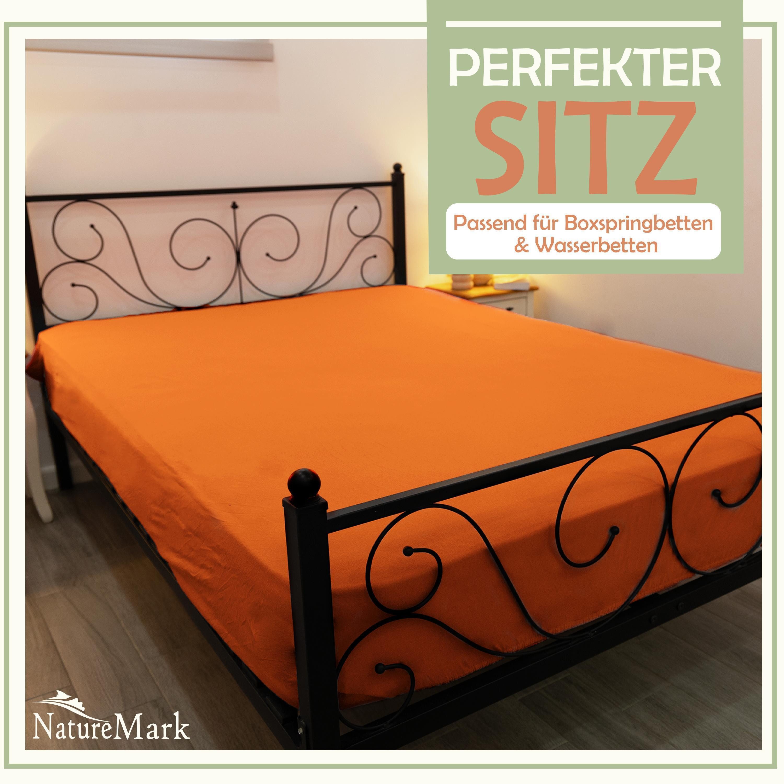 NatureMark Spannbettlaken Mikrofaser Spannbetttuch, Polyester, Gummizug: rundum, viele Größen und Farben Markenware, 90x200cm, Terrakotta