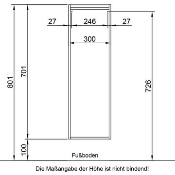 Lomadox Unterschrank QUARTEIRA-66 Badezimmer hängend in weiß Glanz mit Riviera Eiche Nb. : 30/70/33 cm