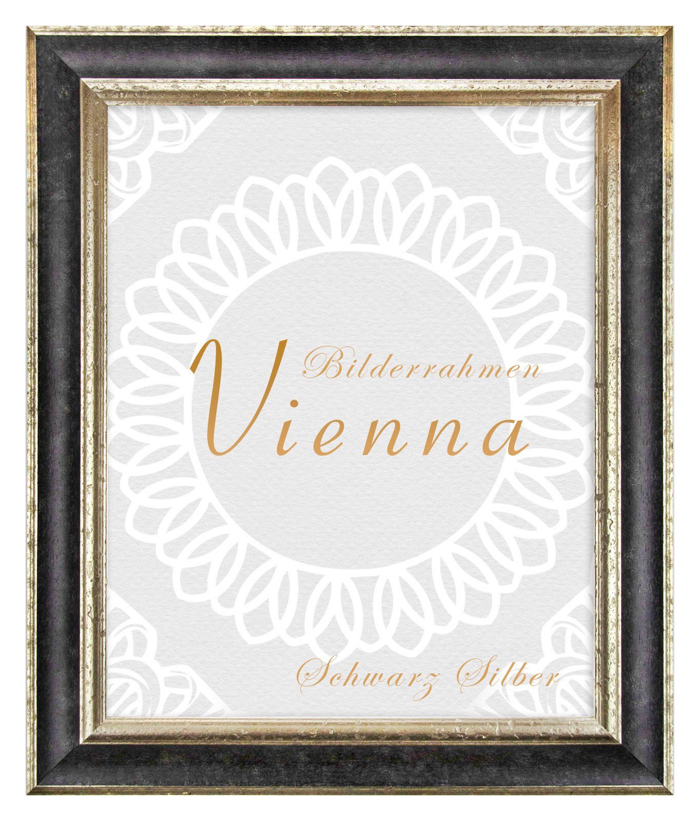 Vienna, (1 Holz Stück), Schwarz Silber, Bilderrahmen cm, Einzelrahmen 20x20 BIRAPA