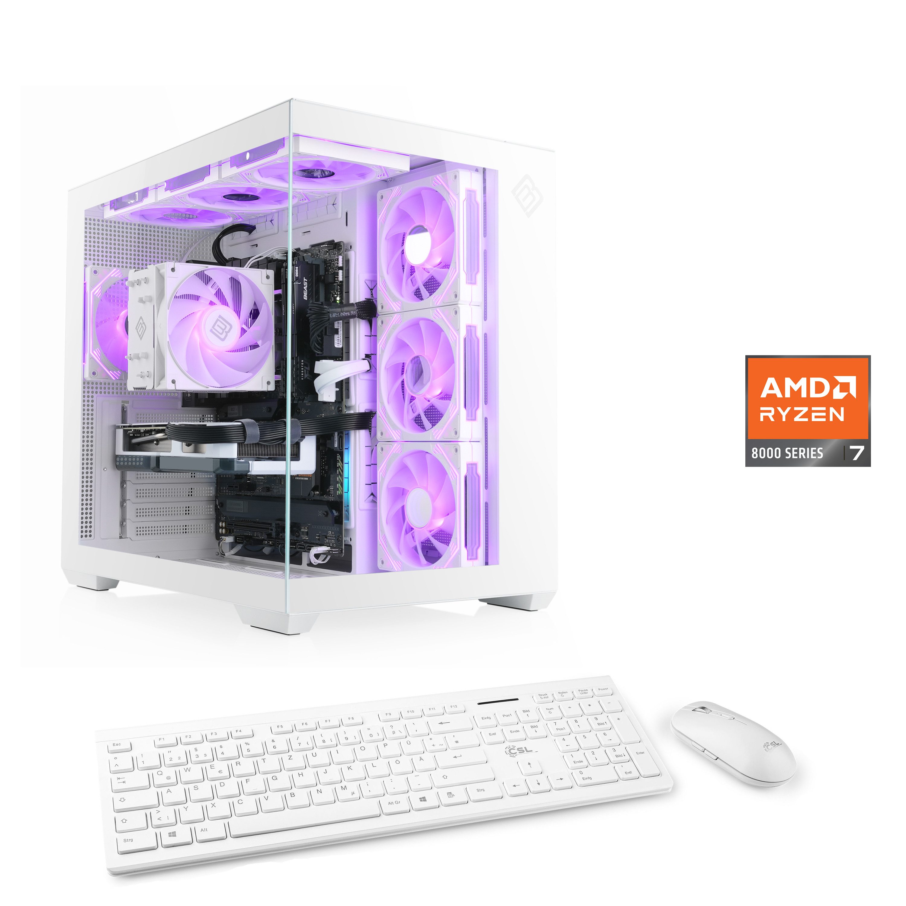 CSL Vitrum Advanced V24506 PC (AMD Ryzen 7 8700F, NVIDIA GeForce RTX 5060, 16 GB RAM, 500 GB SSD, Luftkühlung)