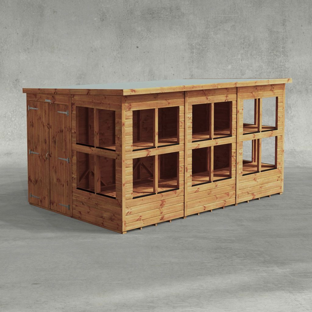 Gartenhaus Holz-Gewächshaus mit Pultdach aus Nut und Feder Vollholz mit Doppeltür