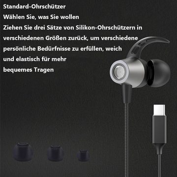 GelldG USB-C Kopfhörer, Typ C Kopfhörer im Ohr mit Mikrofon In-Ear-Kopfhörer