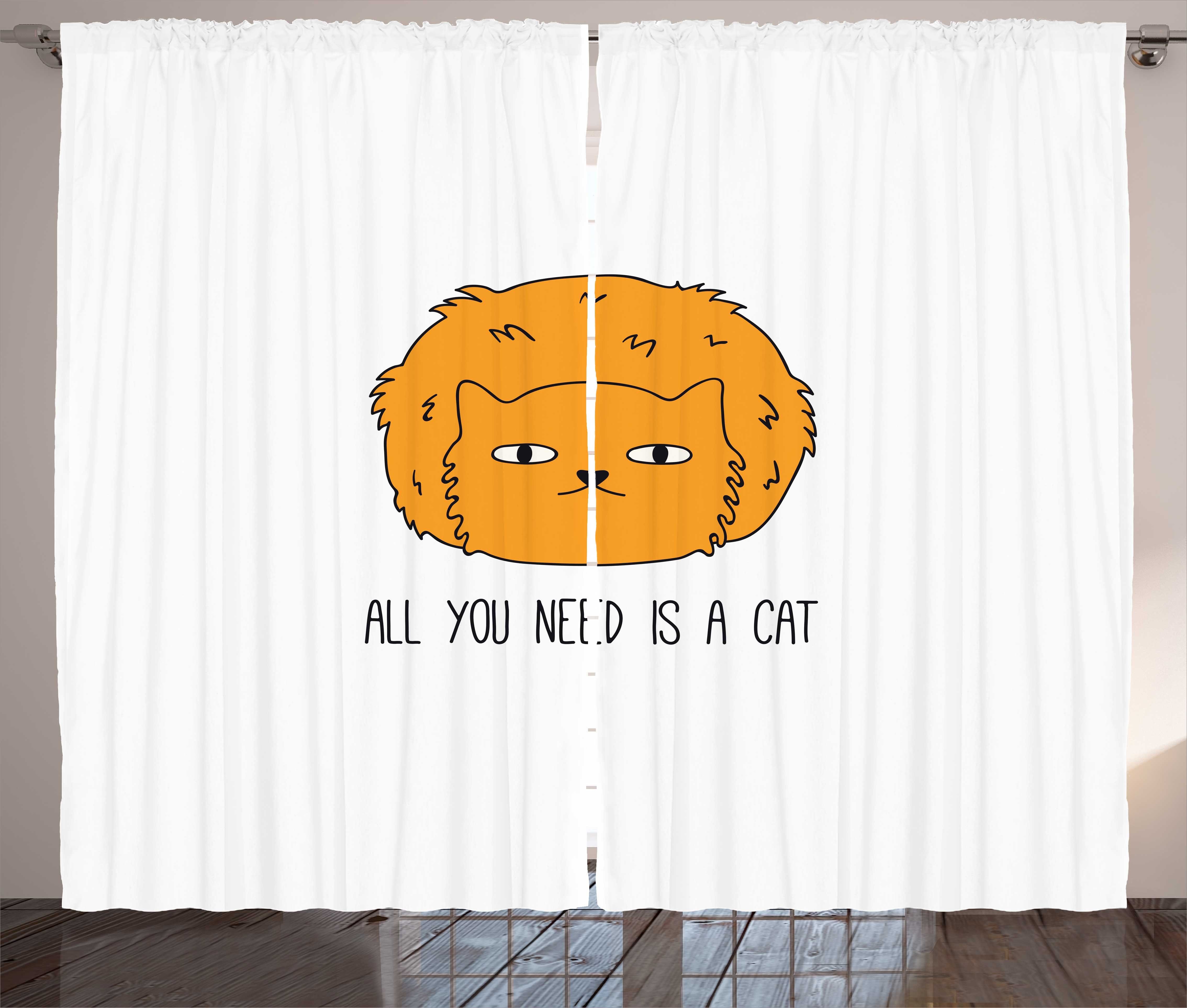 Gardine Schlafzimmer Kräuselband Vorhang mit Schlaufen und Haken, Abakuhaus, Haustiere Alles was Sie brauchen ist eine Katze sagen