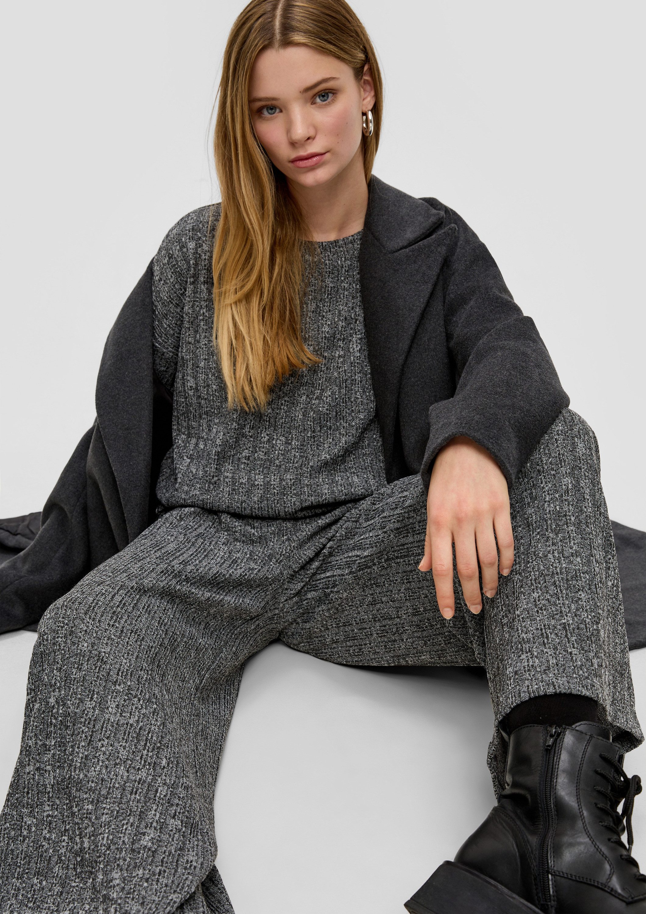 QS Langarmshirt T-Shirt Meliertes Longsleeve mit günstig online kaufen