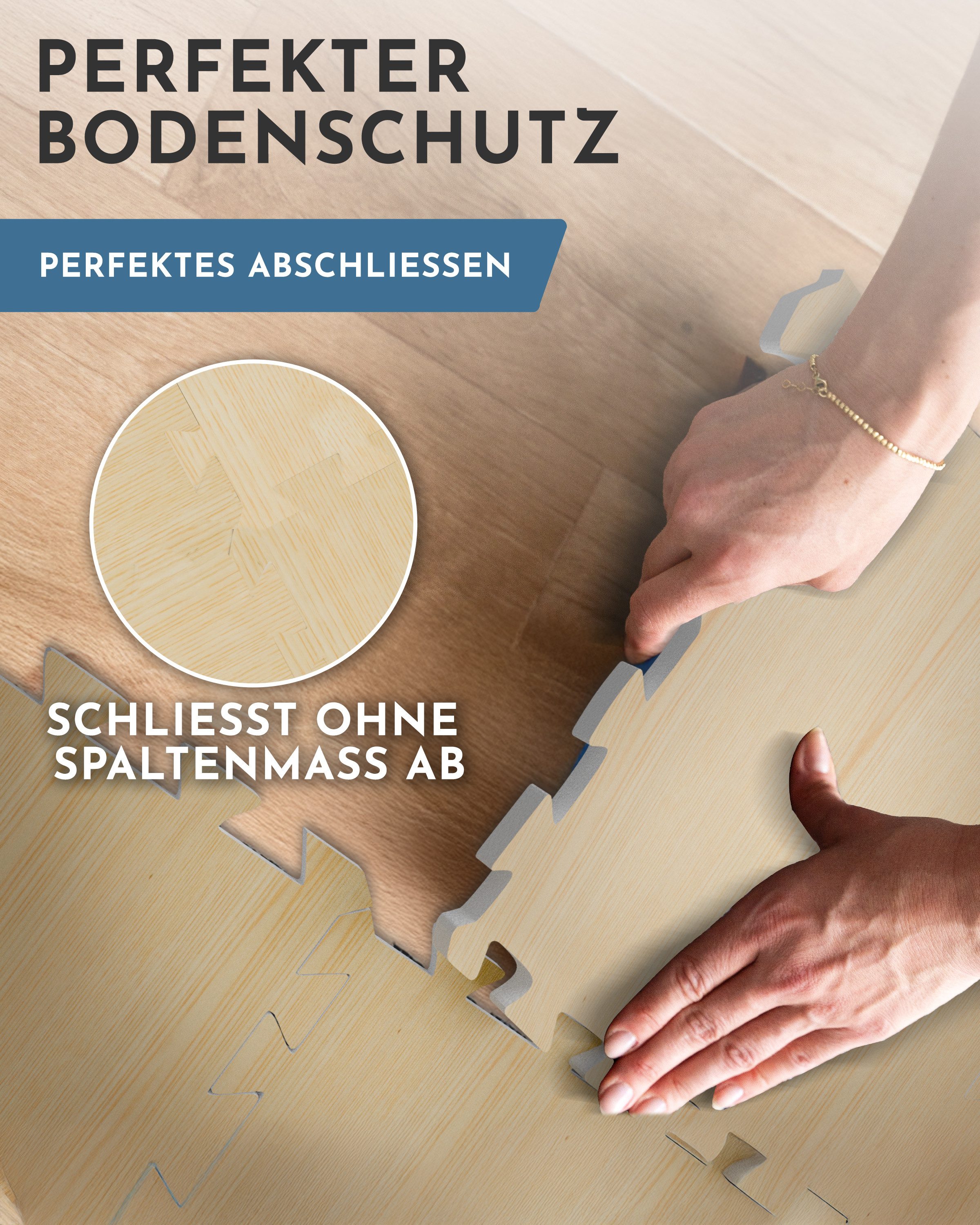 NEOLYMP Bodenmatte Robuste Bodenschutzmatte - Fitness - Schutzmatte Boden - Fitnessmatte (18 Puzzlestücke inkl. Randteile, 18 Schutzmatten Boden inklusive Rands – Bild 4 von 5
