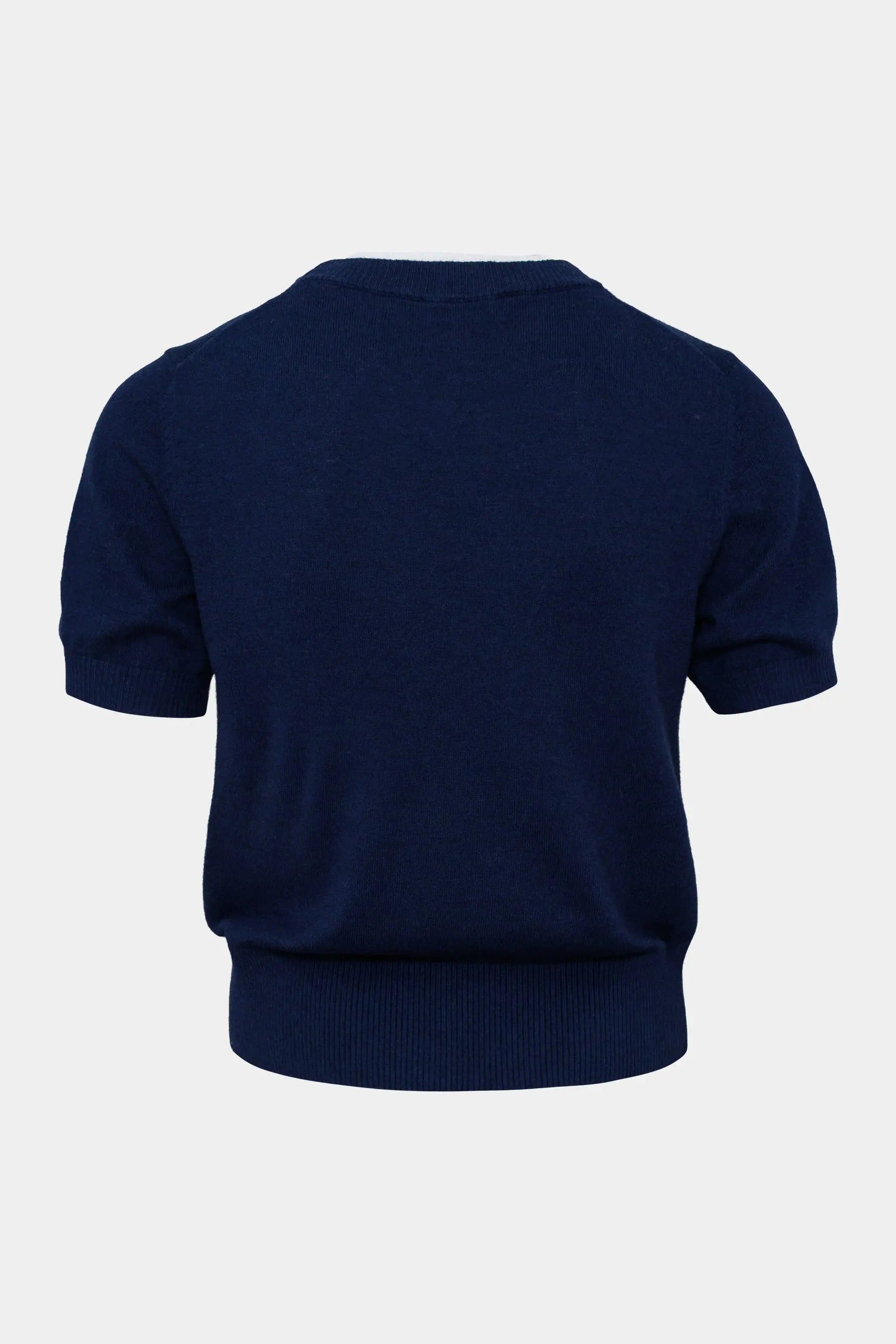 Cassis T-Shirt Cassis Rollkragenpullover meliert mit Ziernaht NAVY