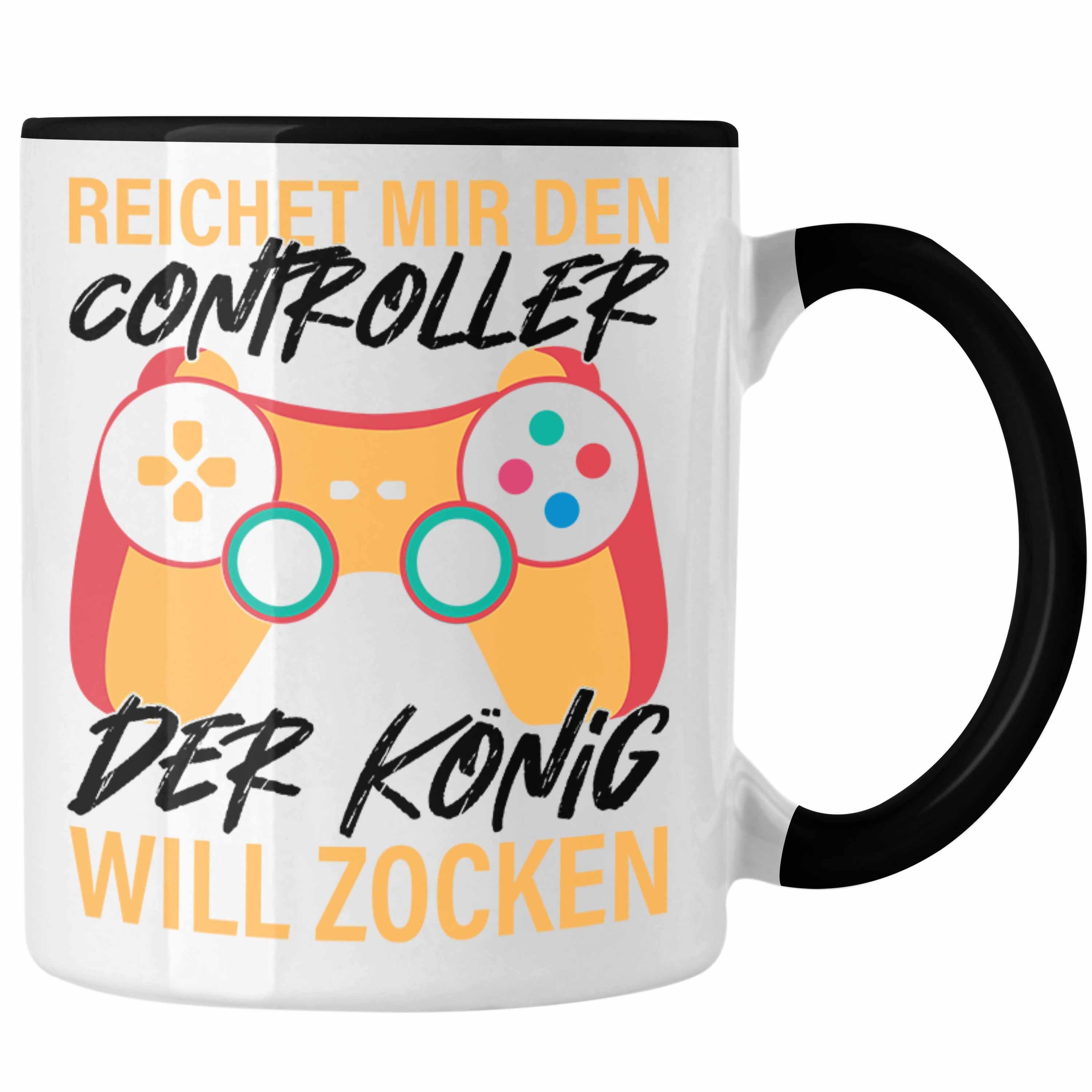 Trendation Tasse Trendation - Reichet Mir Den Controller Der König Will Zocken Geschenk Gaming Jungs Tasse Schwarz