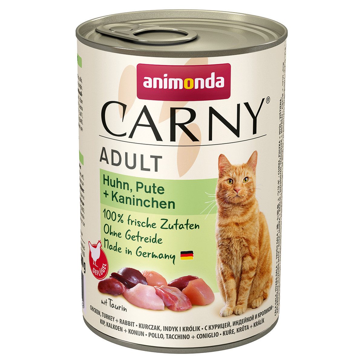 Animonda Carny Adult mit Huhn & Pute & Kaninchen 400 g - 6 Stück, Nassfutter für: Katze von Animonda