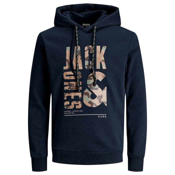 Jack & Jones Kapuzensweatshirt Große Größen Hoodie navy Camouflage-Logo Jack & Jones