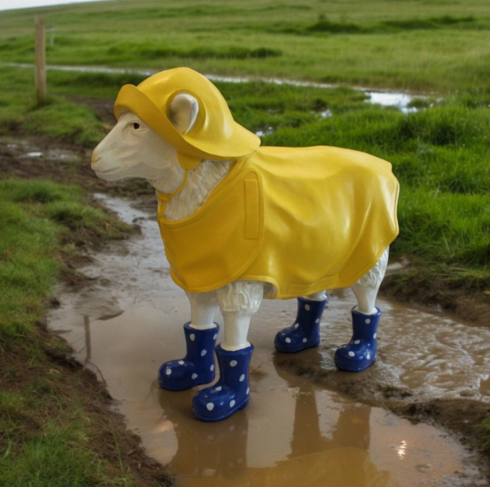 Walt-Deko Dekofigur Schaf mit Gummistiefeln 67cm hoch Dekorationsfigur - Polyresin -