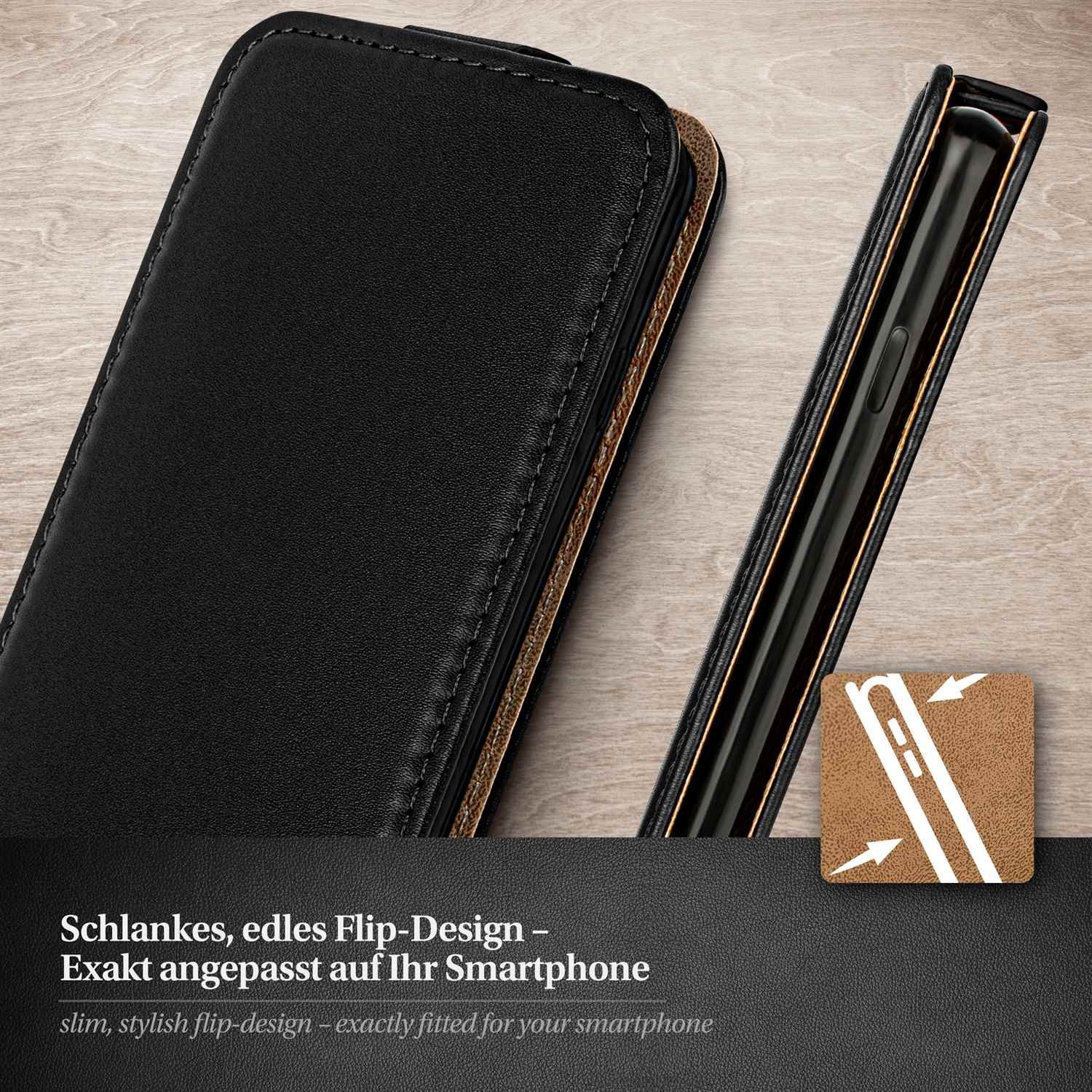 moex Handyhülle für ZTE Blade A7 2020 Hülle Klappbar Flip Case Schwarz 6,09 Zoll, 360 Grad Schutz Handytasche Leder Optik PU Lederhülle Cover Klapphülle