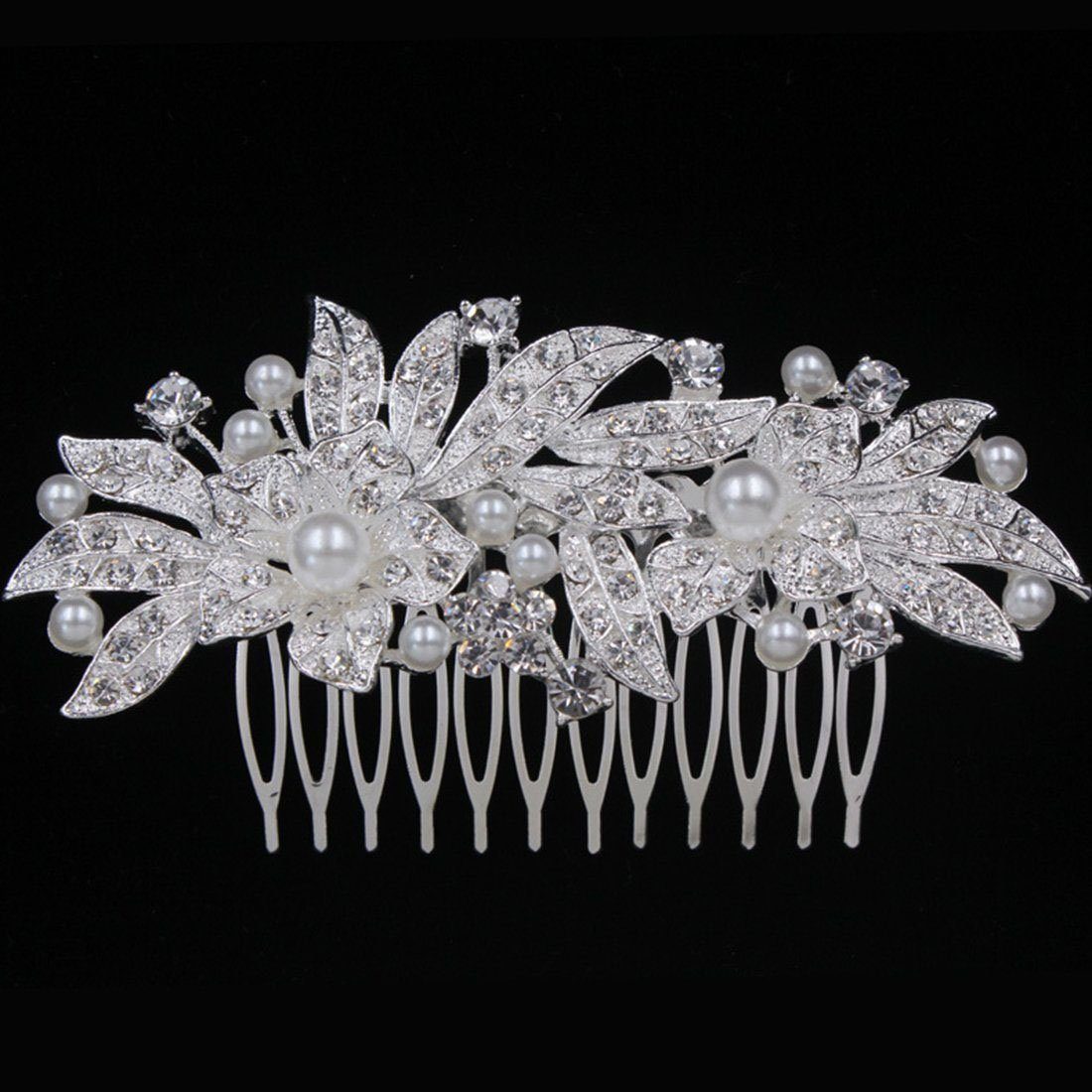 GLAMO Diadem Kopfbedeckungen Blumen Hochzeit Braut Haarkämme Luxus Strass Perlen