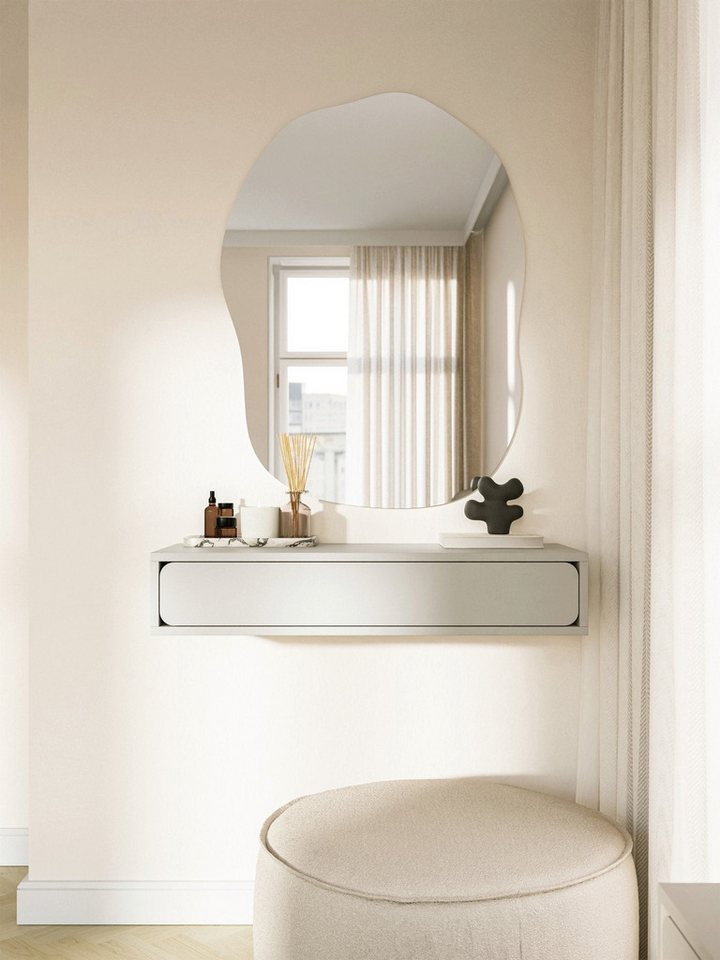 Selsey Konsolentisch WUWU, Hängekonsole mit Schublade, Greige, 90 cm