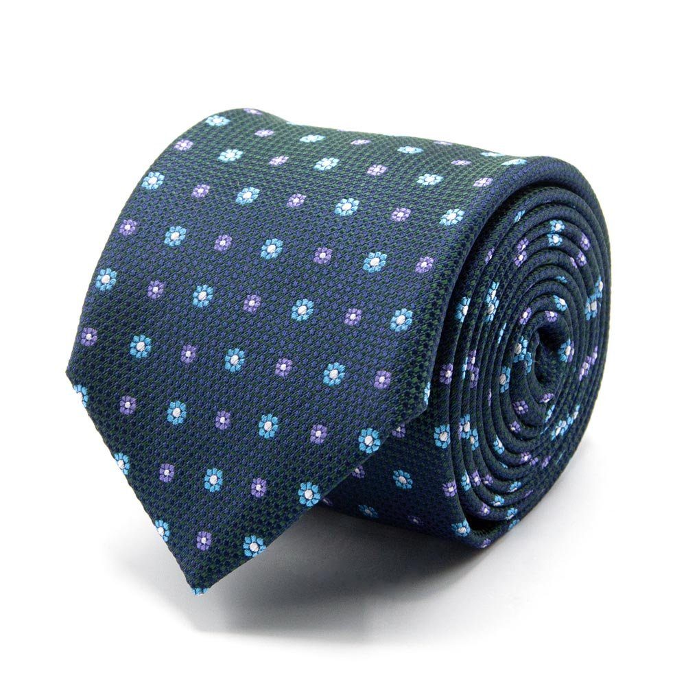 BGENTS Krawatte Seiden-Jacquard Krawatte mit Blüten-Muster Breit (8cm) Petrolblau