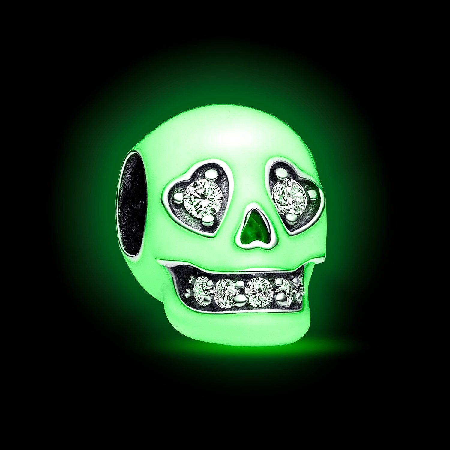 Pandora Bead Bead-Charm Silber Leuchtender Totenkopf