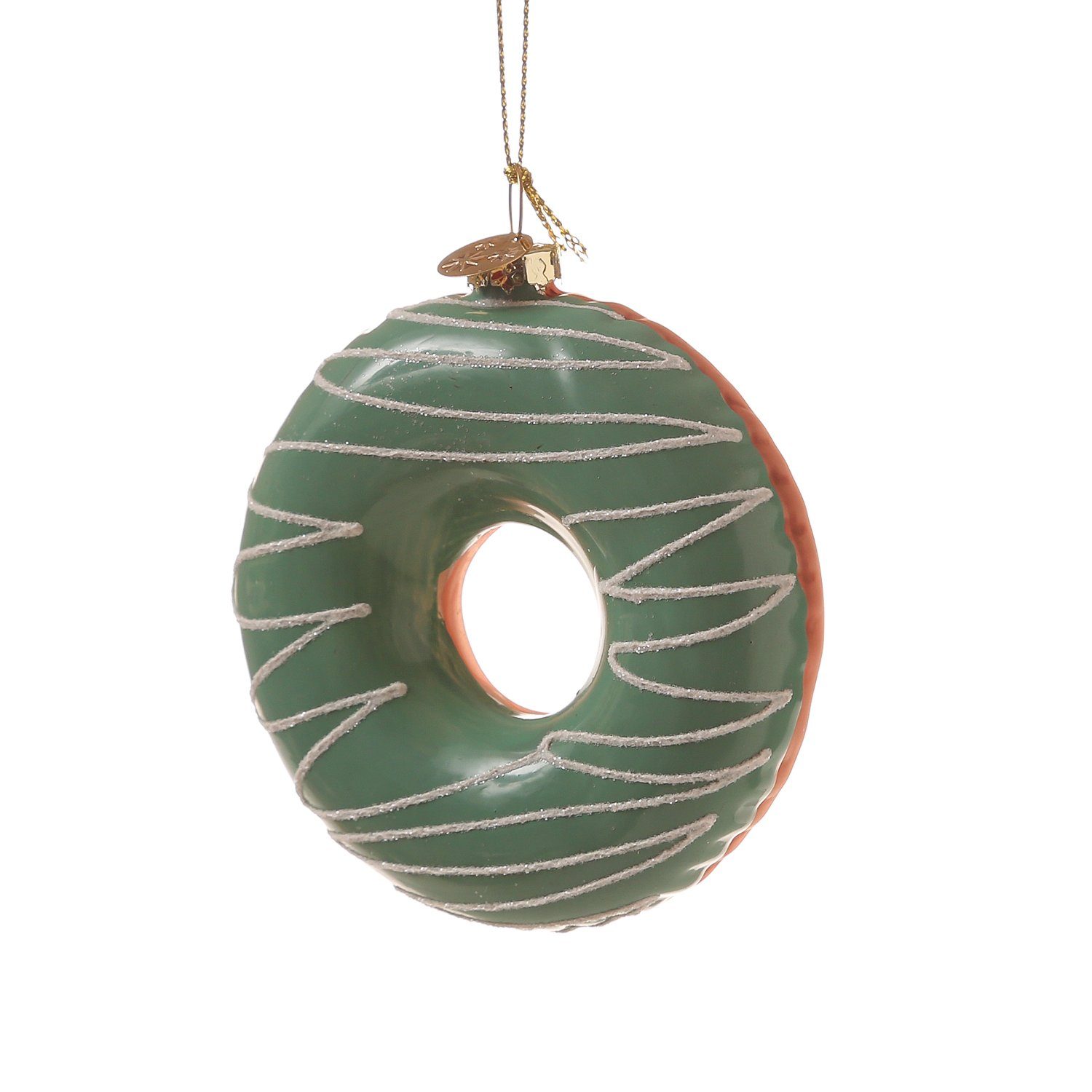 Streuseln 8,5cm blau Donut Christbaumschmuck Glas MARELIDA Weihnachtsbaumschmuck bunten mit H: