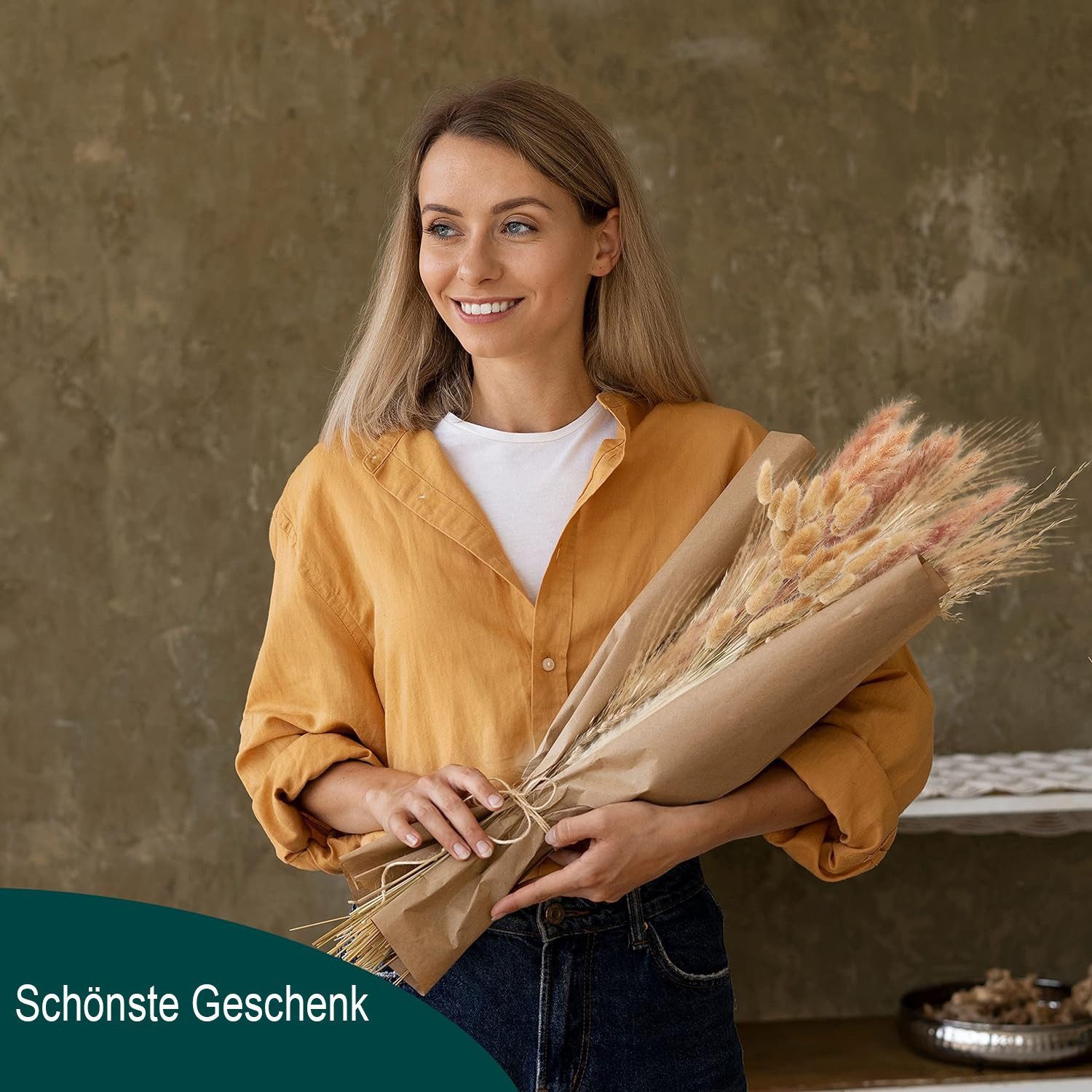 Trockenblume Pampasgras Trockenblumen Deko,75 Stück Pampasgras Getrocknet Braun,Weiß Pampasgras Flauschige Wedel, Lagurus und Schilfgräser, Fyrove, Trockenblumen Strauß für Hochzeit Wohnzimmer Vasen Boho Dekor
