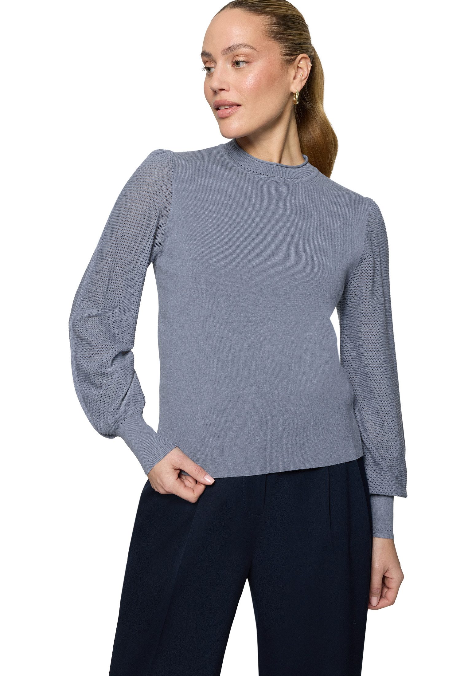Zero Strickpullover Damen mit hohem Kragen (1-tlg) Plain/ohne Details